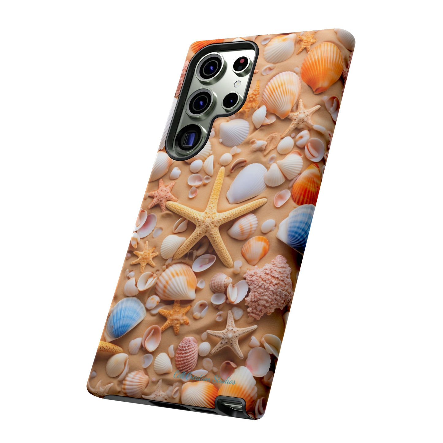 "Seaside Serenity Phone Case: Starfish and Seashells" -Tough Cases