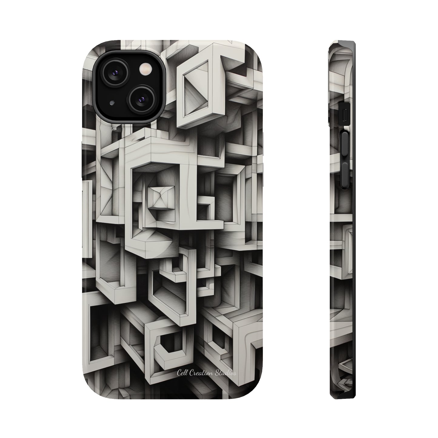The "Geometric Right Angles" Cell Phone Case - Experience Sleek Simplicity -MagSafe Tough Cases