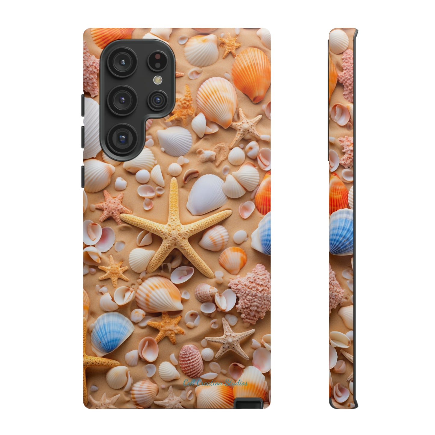 "Seaside Serenity Phone Case: Starfish and Seashells" -Tough Cases