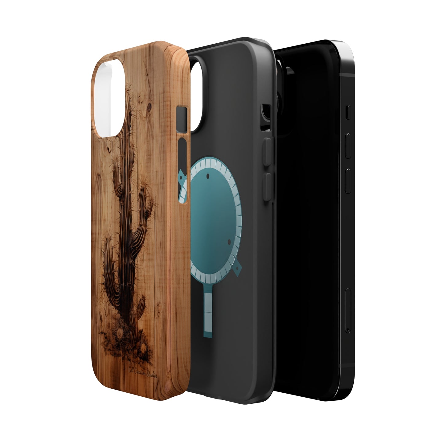"Cactus Burnt Wood Design" Phone Case -MagSafe Tough Cases