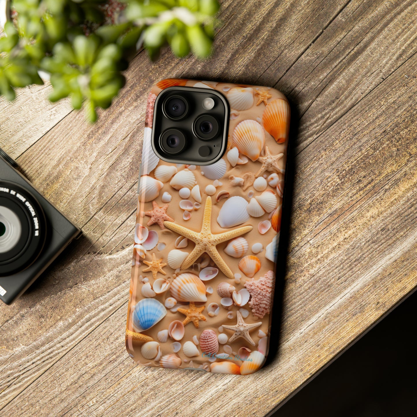 "Seaside Serenity Phone Case: Starfish and Seashells" -Tough Cases