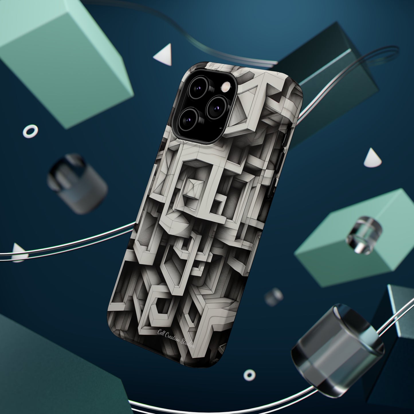 The "Geometric Right Angles" Cell Phone Case - Experience Sleek Simplicity -MagSafe Tough Cases