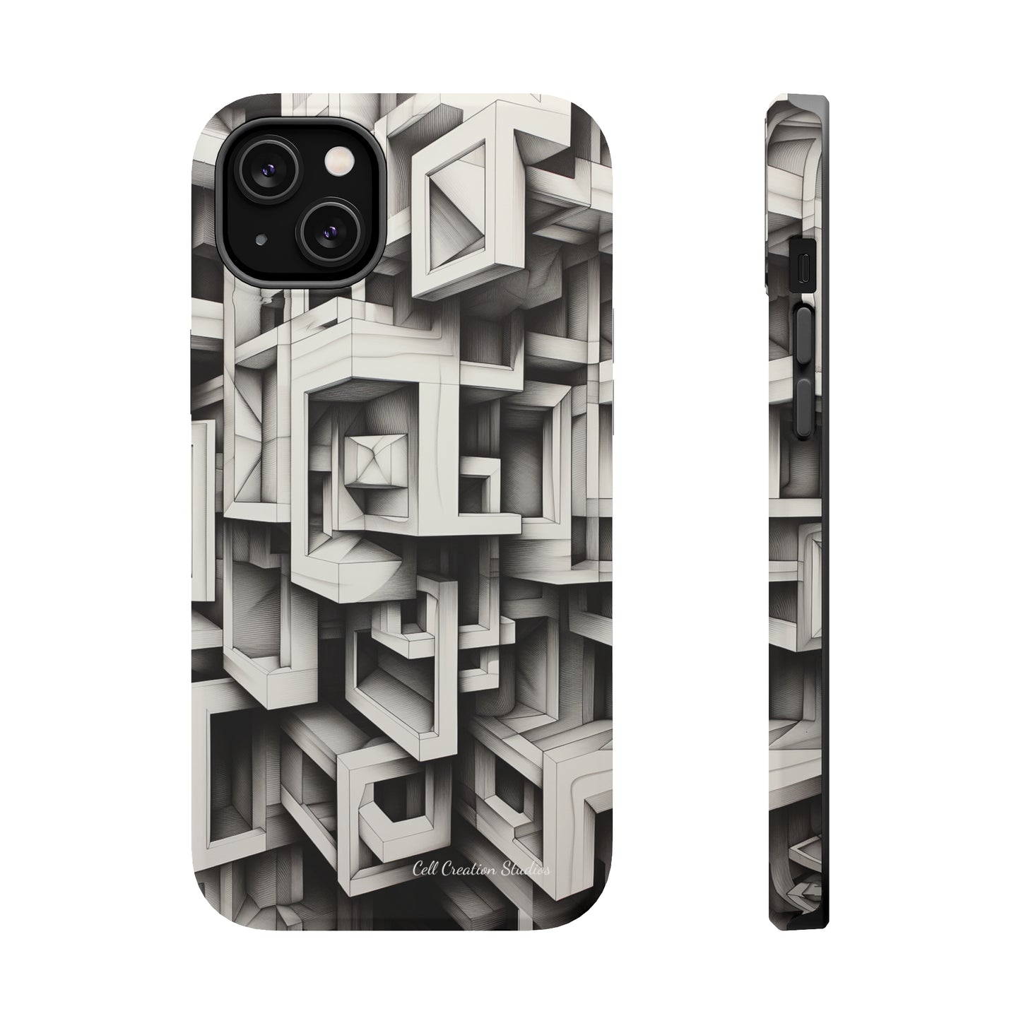 The "Geometric Right Angles" Cell Phone Case - Experience Sleek Simplicity -MagSafe Tough Cases