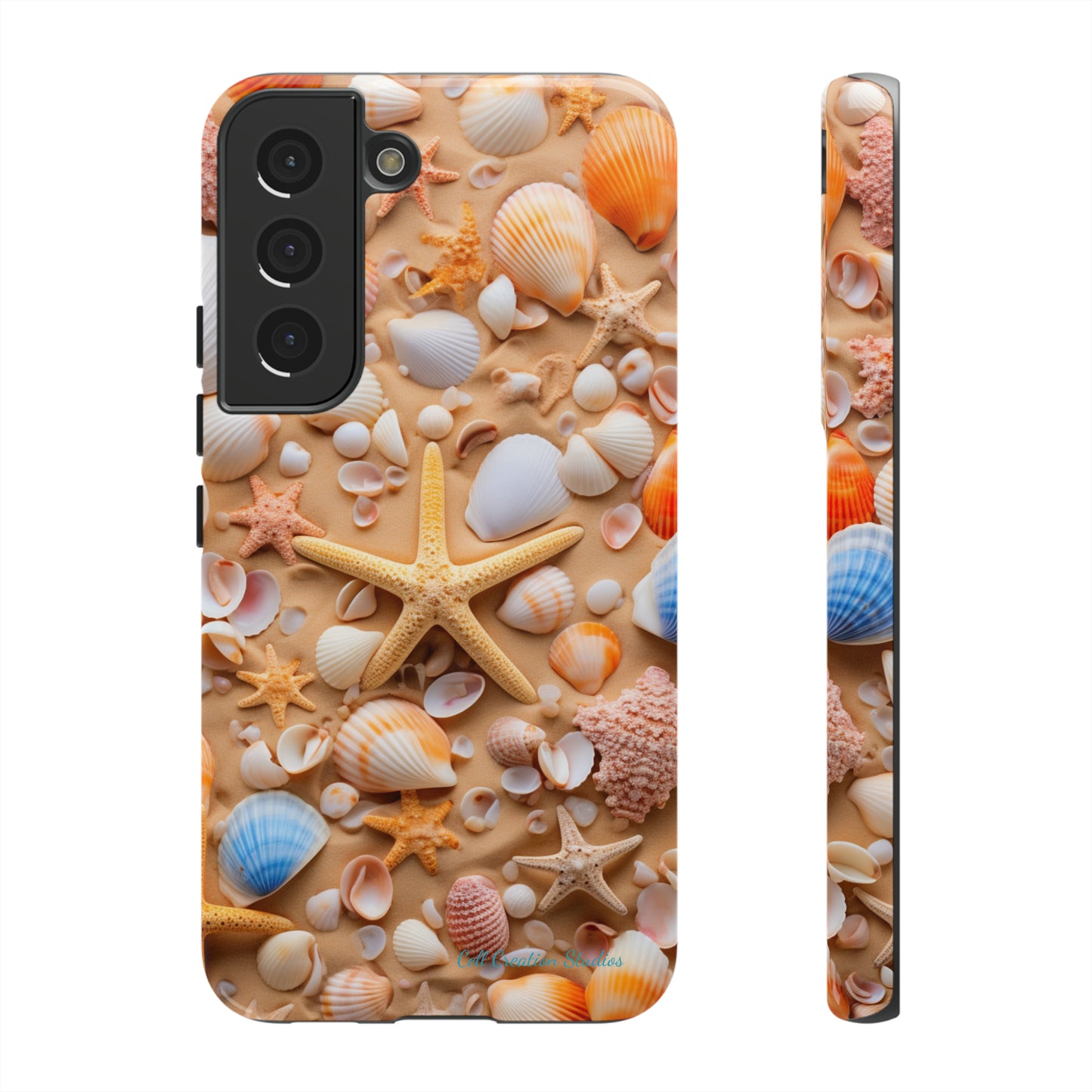 "Seaside Serenity Phone Case: Starfish and Seashells" -Tough Cases