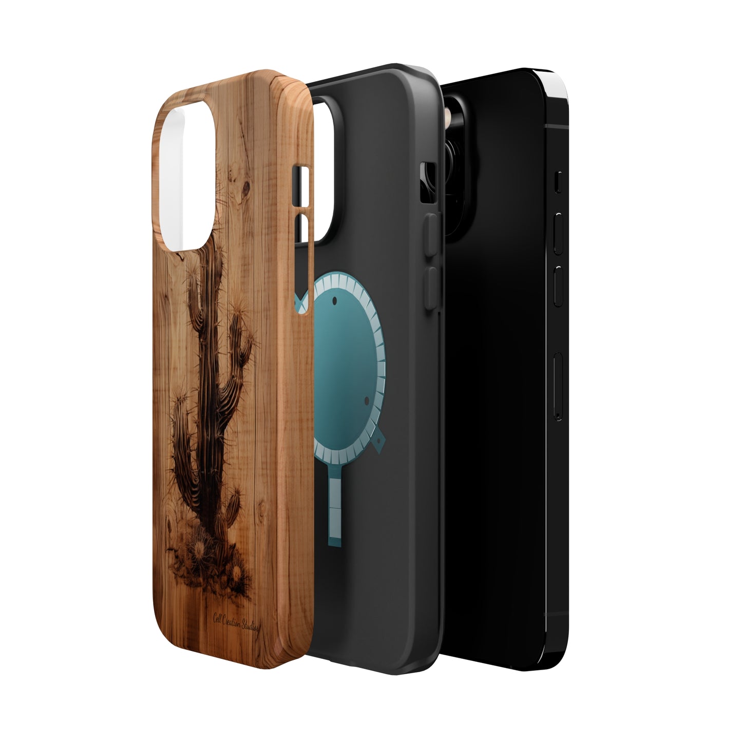 "Cactus Burnt Wood Design" Phone Case -MagSafe Tough Cases