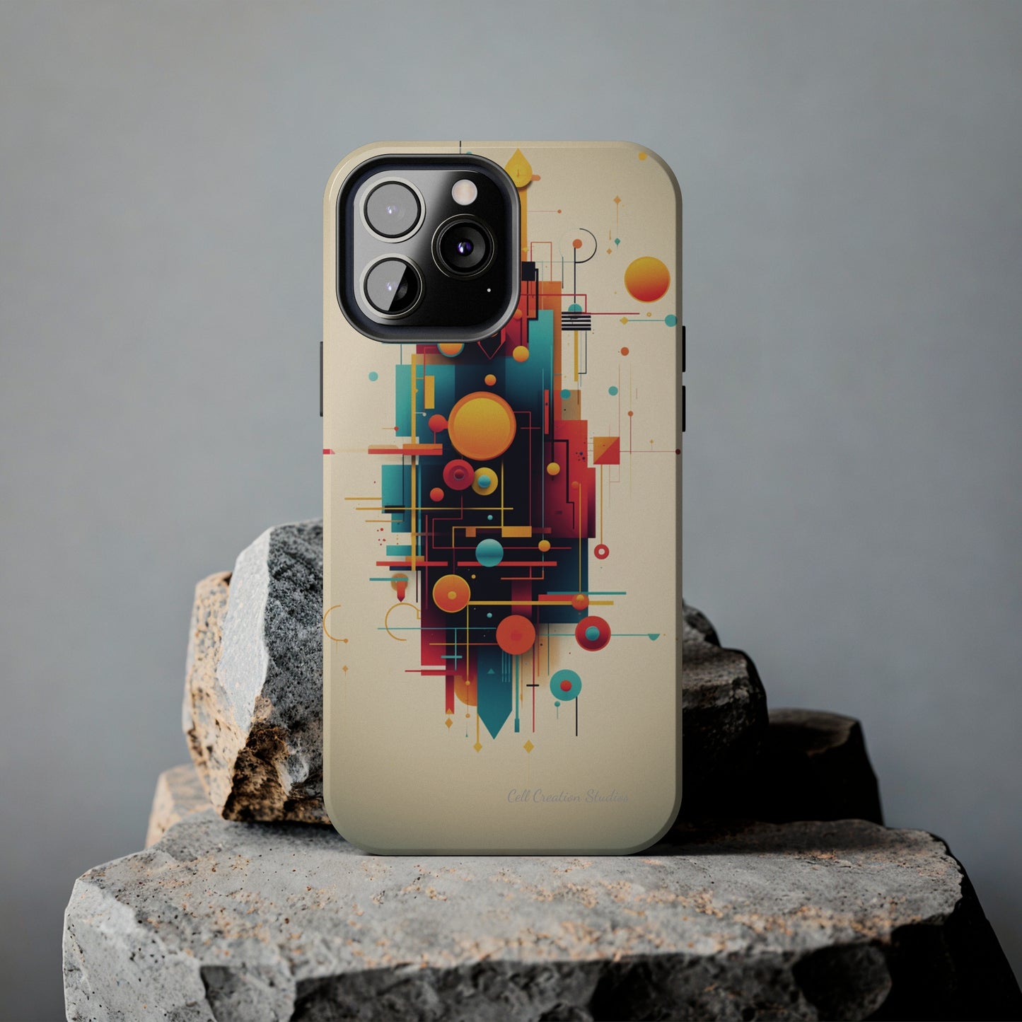 The "Colorful Geometric Pattern" Cell Phone Case- Elevate Your Phone's Look -Tough Phone Cases