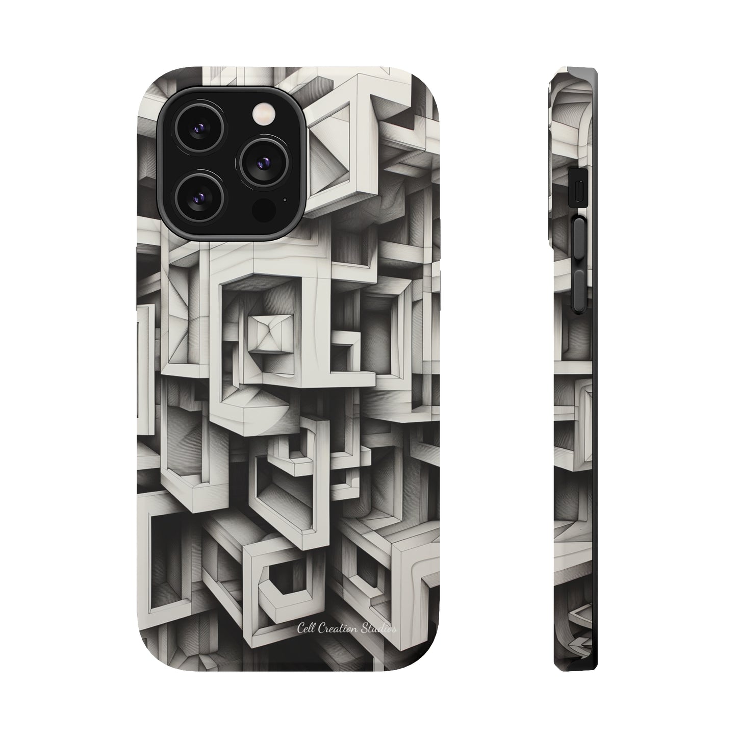 The "Geometric Right Angles" Cell Phone Case - Experience Sleek Simplicity -MagSafe Tough Cases