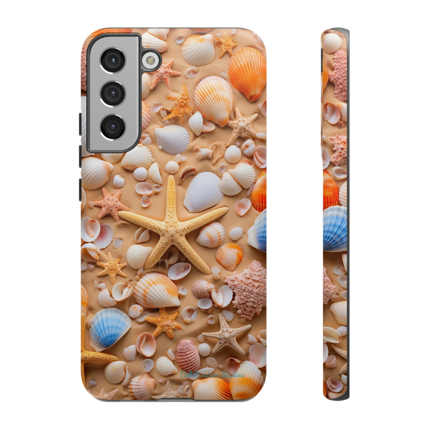 "Seaside Serenity Phone Case: Starfish and Seashells" -Tough Cases