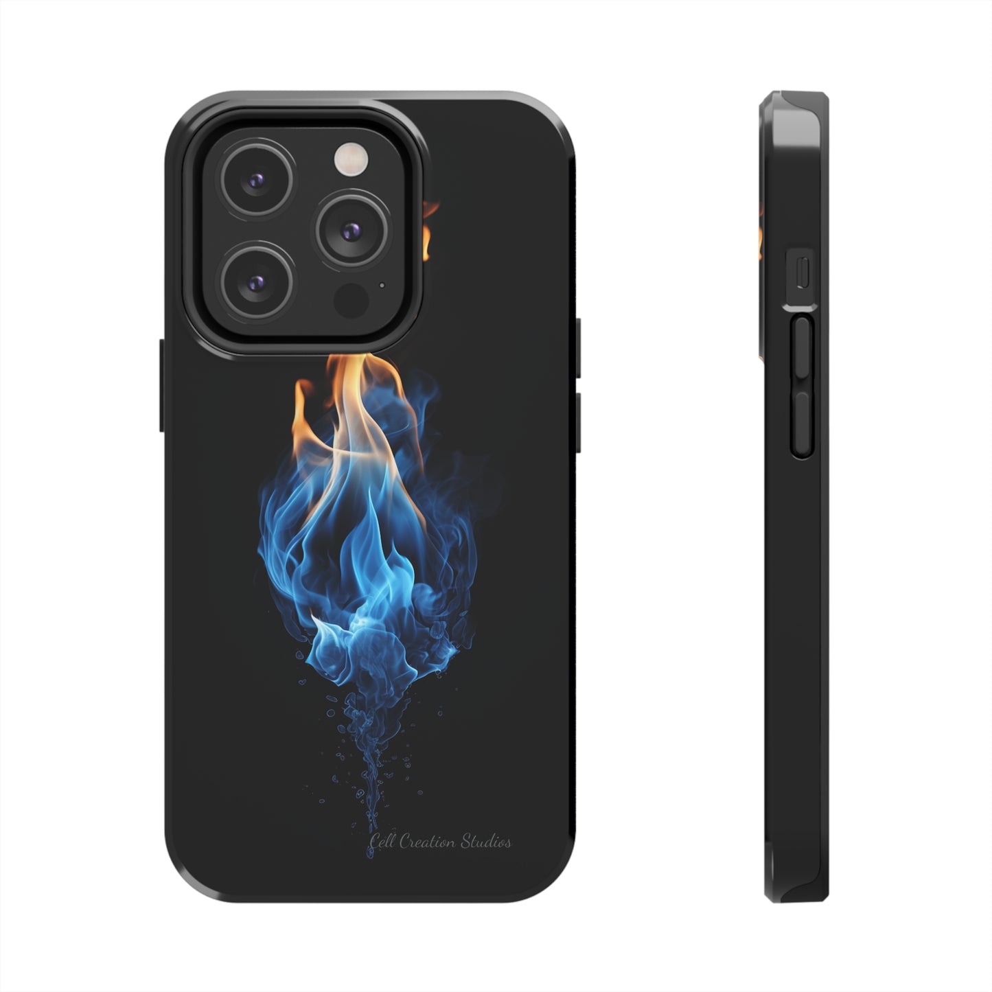 "Elegant Blue and Orange Flame" Phone Case: Ignite Your Style -Tough Phone Cases