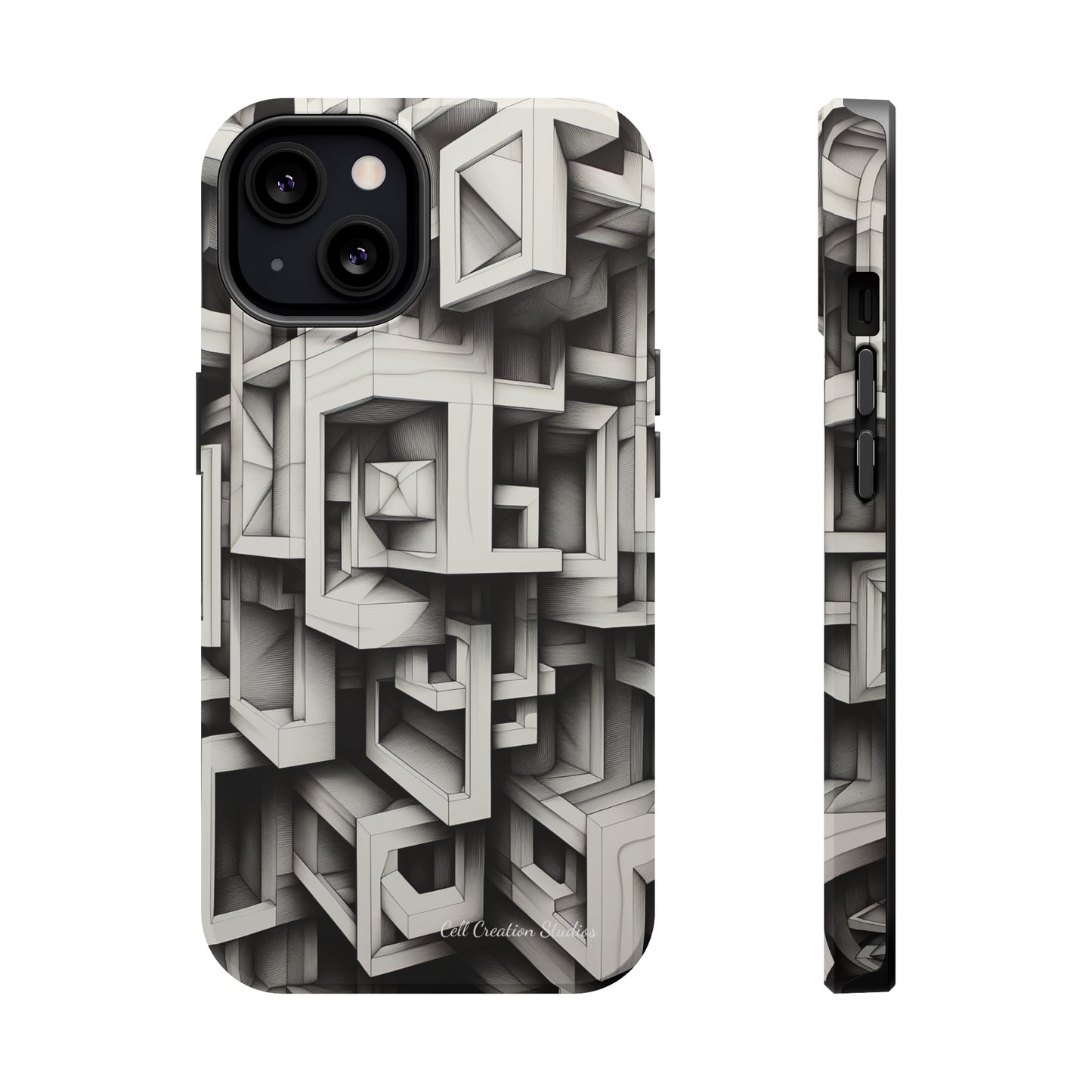 The "Geometric Right Angles" Cell Phone Case - Experience Sleek Simplicity -MagSafe Tough Cases