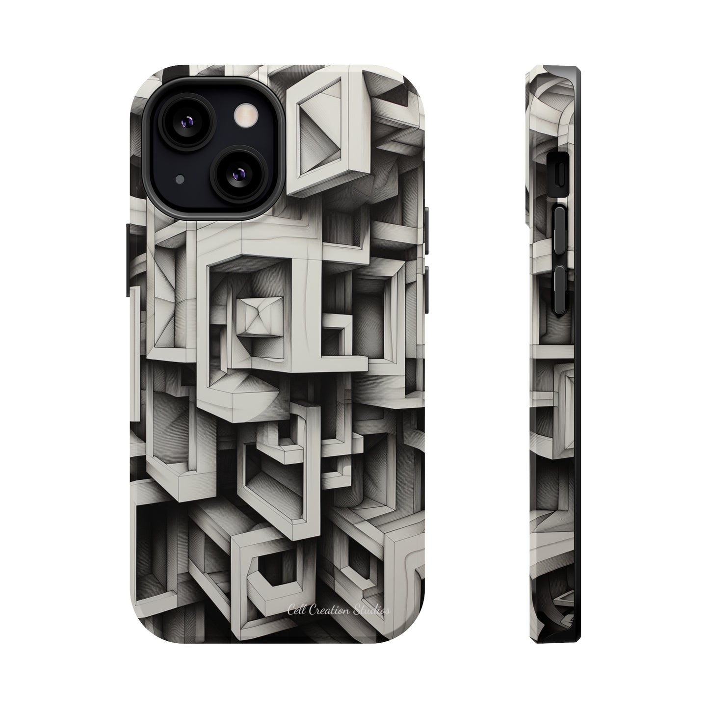 The "Geometric Right Angles" Cell Phone Case - Experience Sleek Simplicity -MagSafe Tough Cases