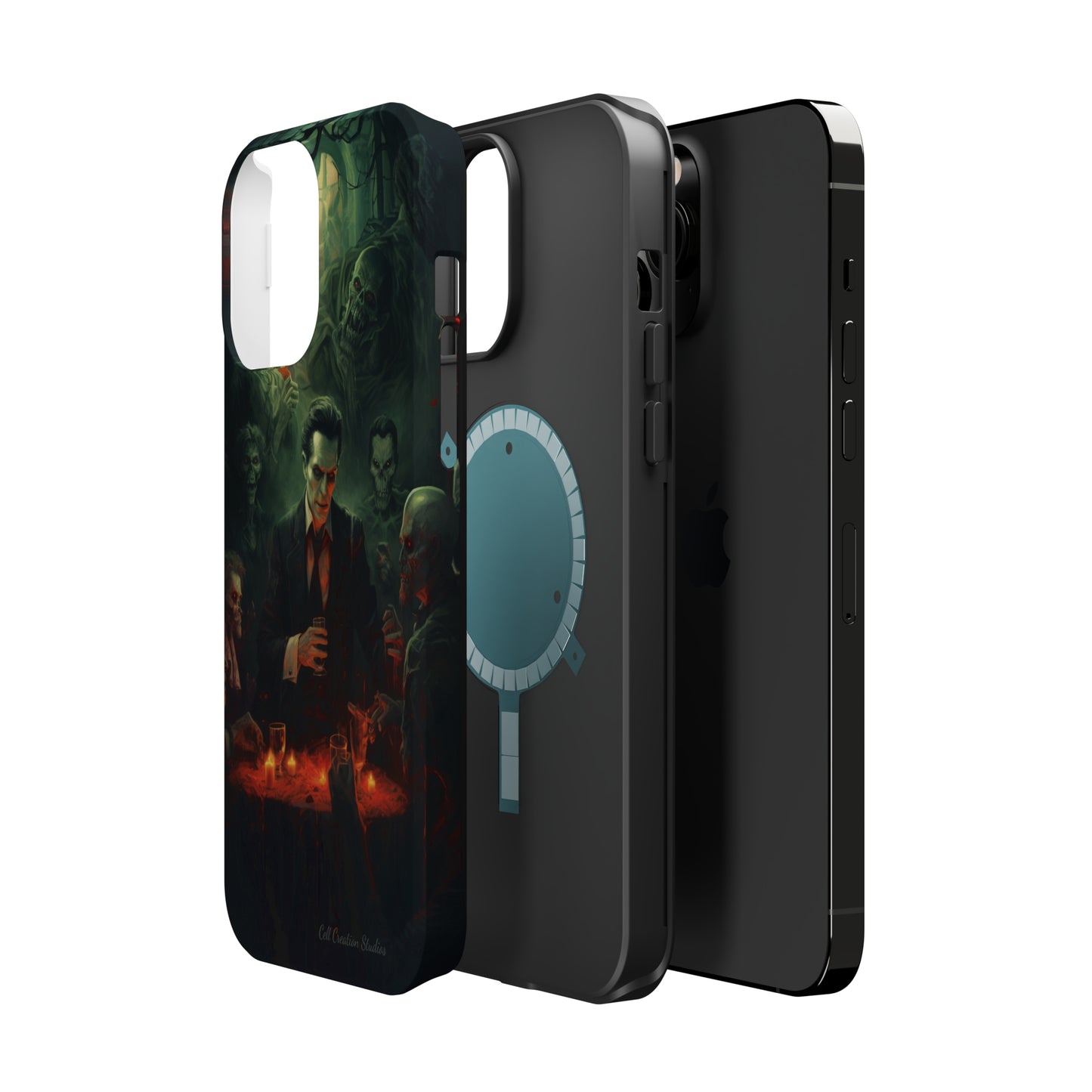Introducing the "Dracula's Halloween Soiree" Cell Phone Case – Join the Spooky Gathering -MagSafe Tough Cases