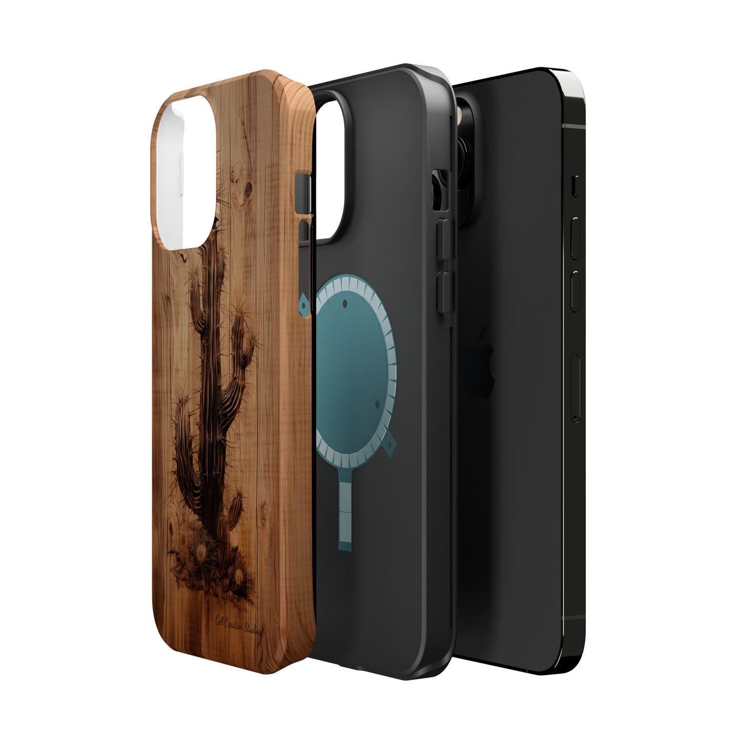 "Cactus Burnt Wood Design" Phone Case -MagSafe Tough Cases