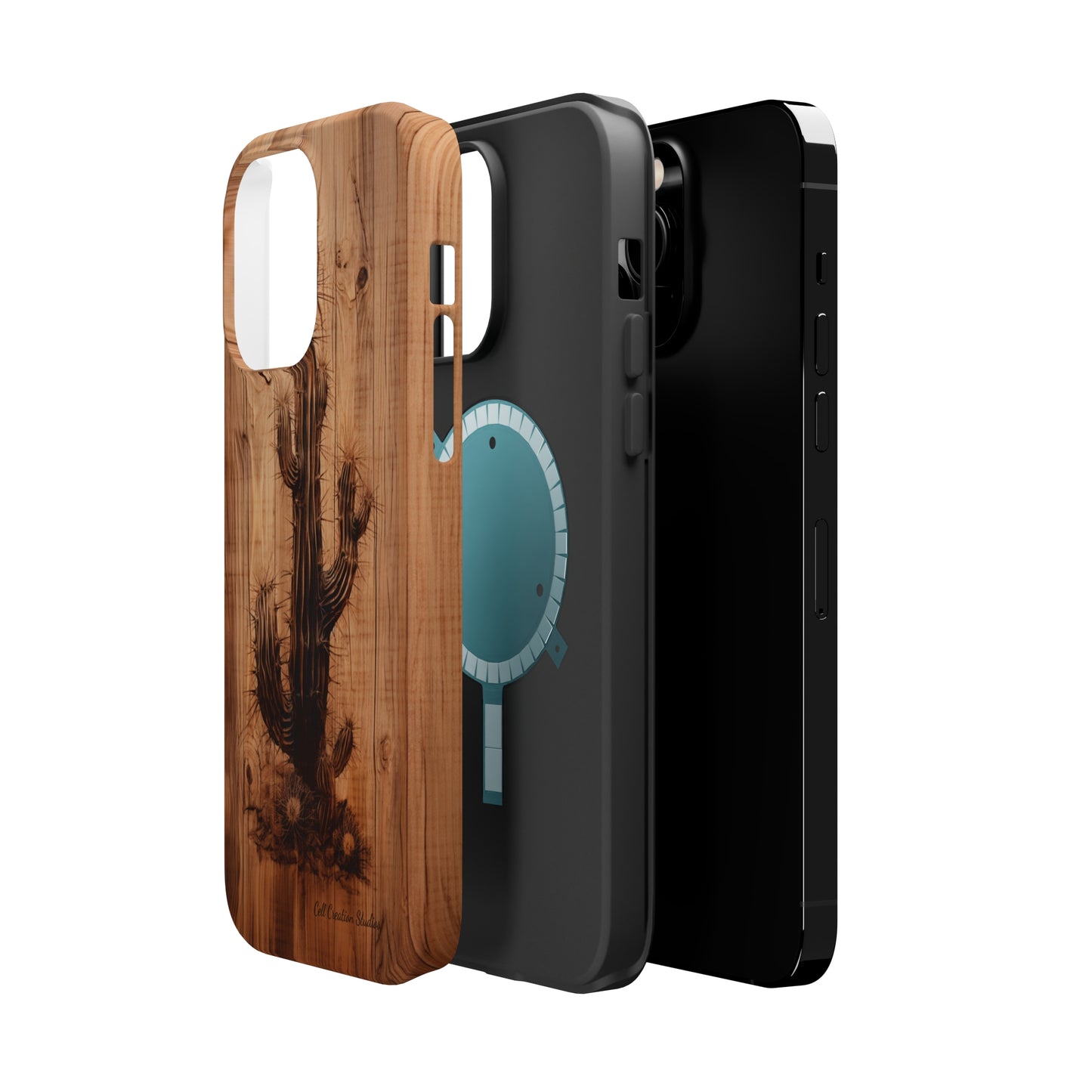 "Cactus Burnt Wood Design" Phone Case -MagSafe Tough Cases