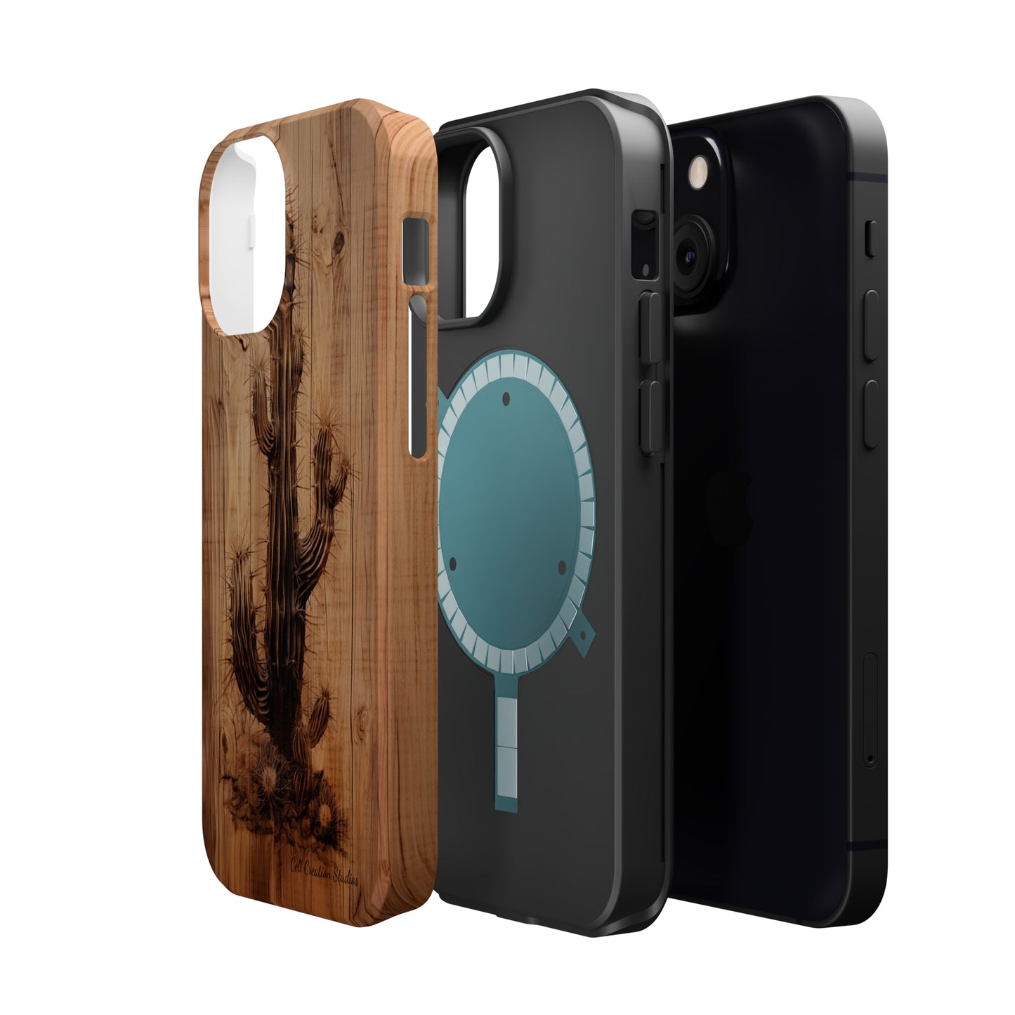 "Cactus Burnt Wood Design" Phone Case -MagSafe Tough Cases