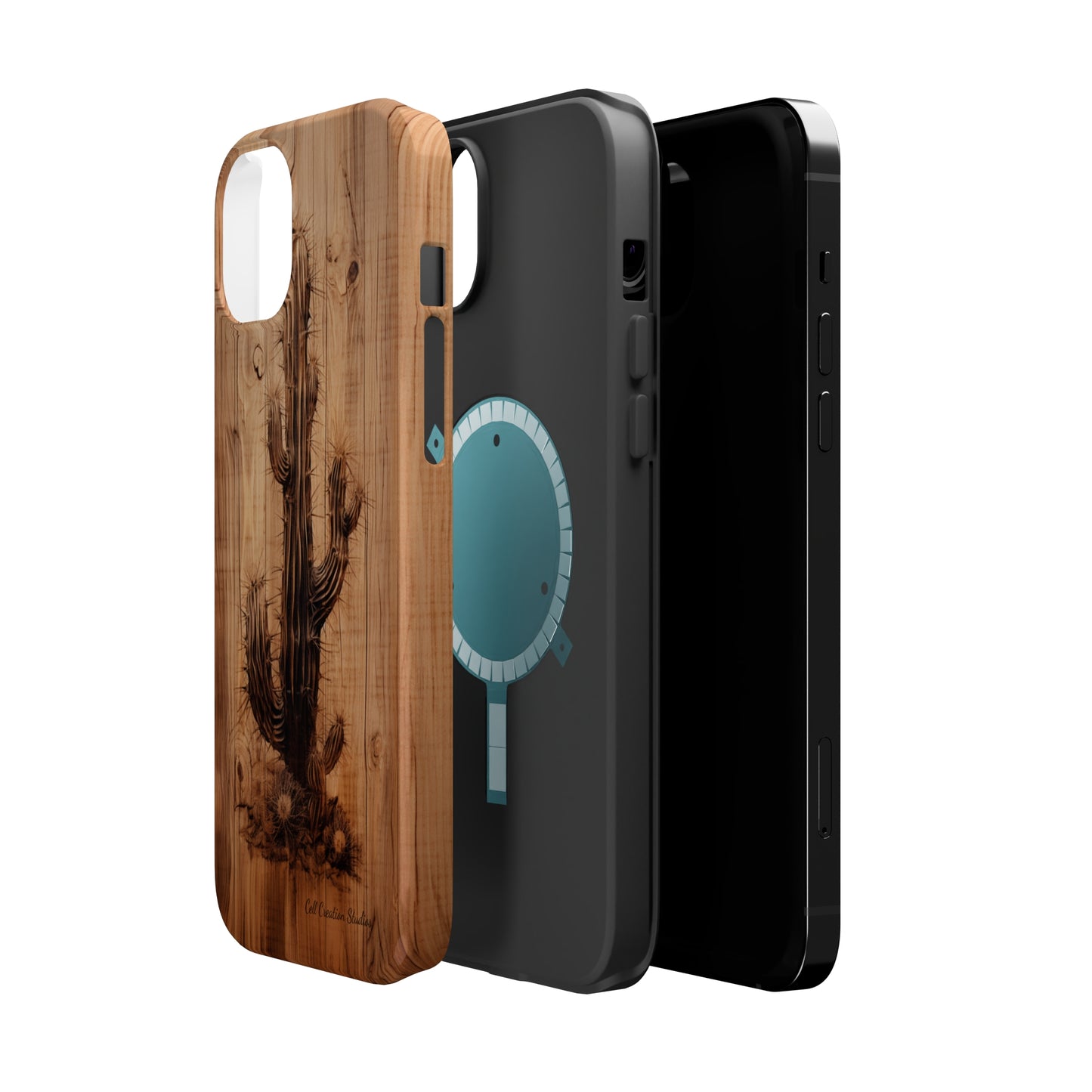 "Cactus Burnt Wood Design" Phone Case -MagSafe Tough Cases