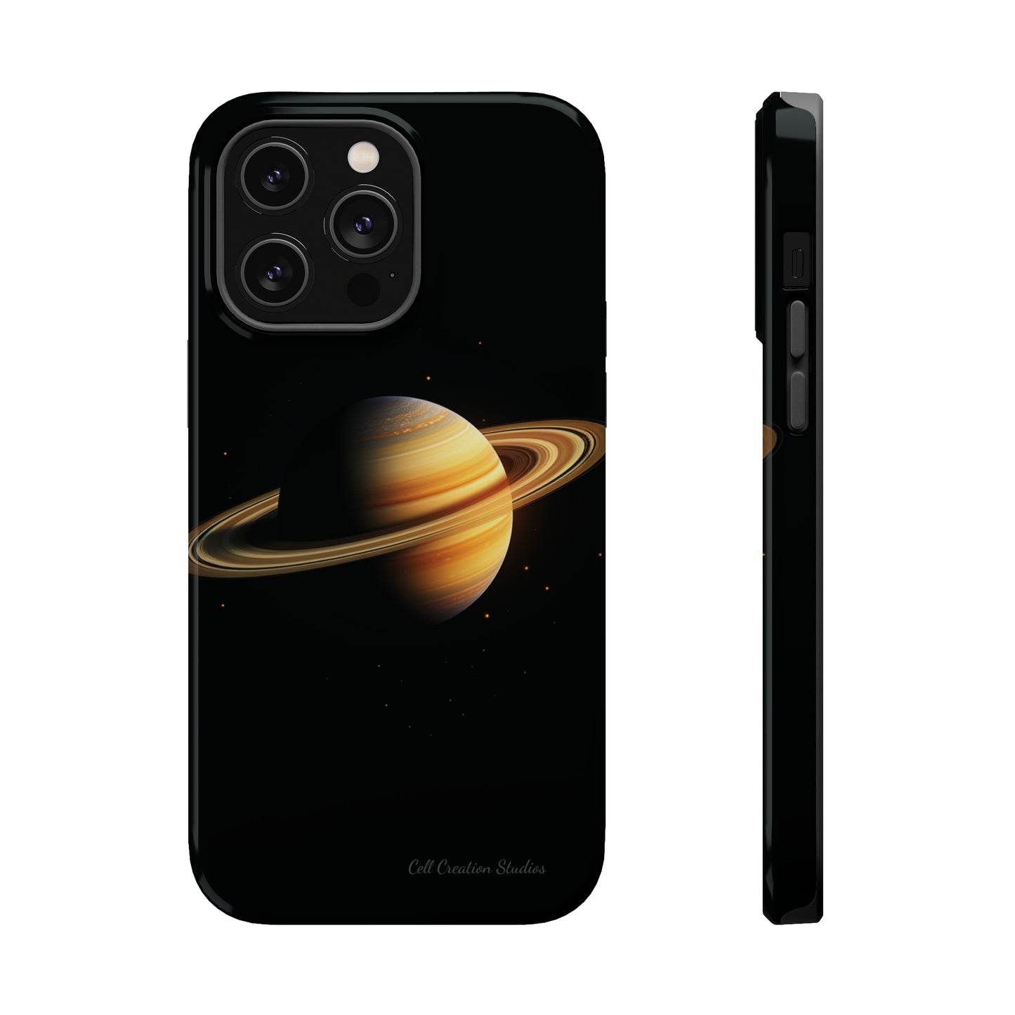Introducing the "Saturn's Elegance" Cell Phone Case – A Cosmic Masterpiece -MagSafe Tough Cases