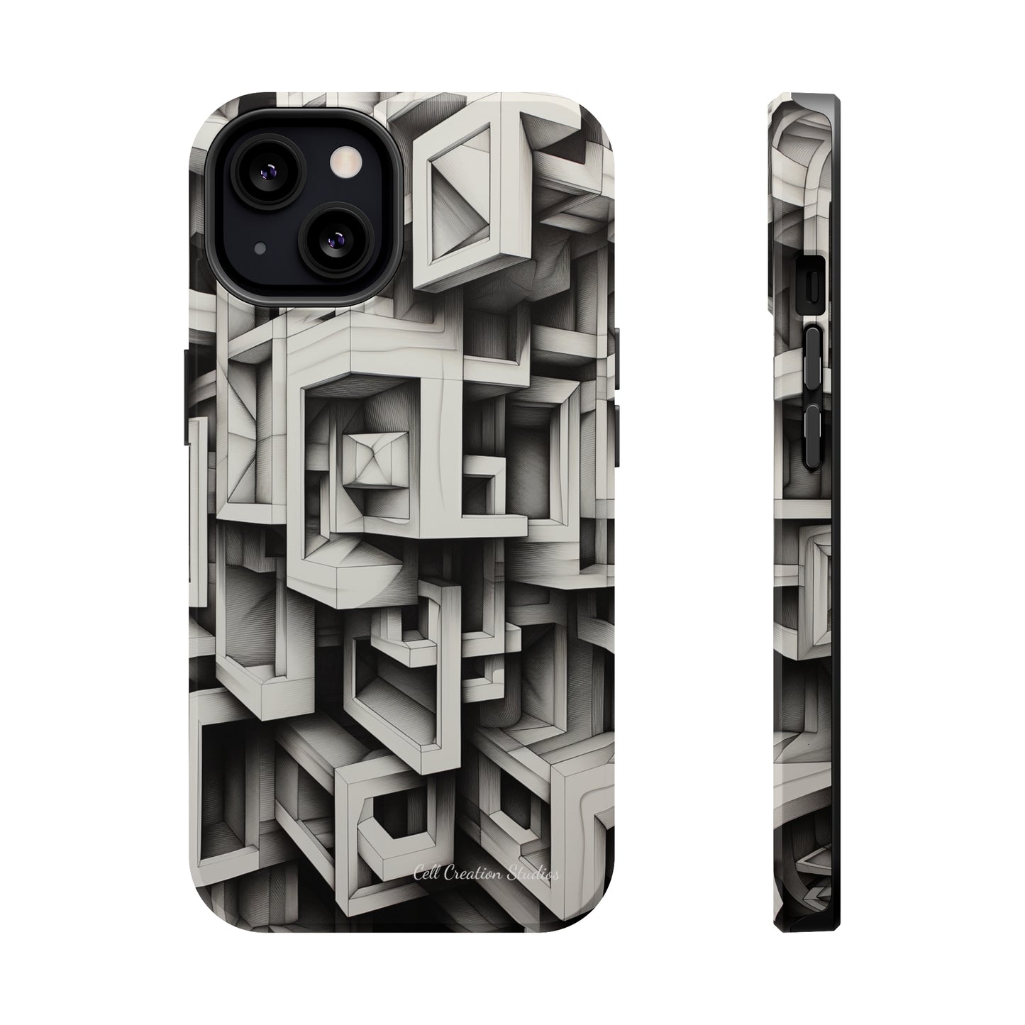 The "Geometric Right Angles" Cell Phone Case - Experience Sleek Simplicity -MagSafe Tough Cases