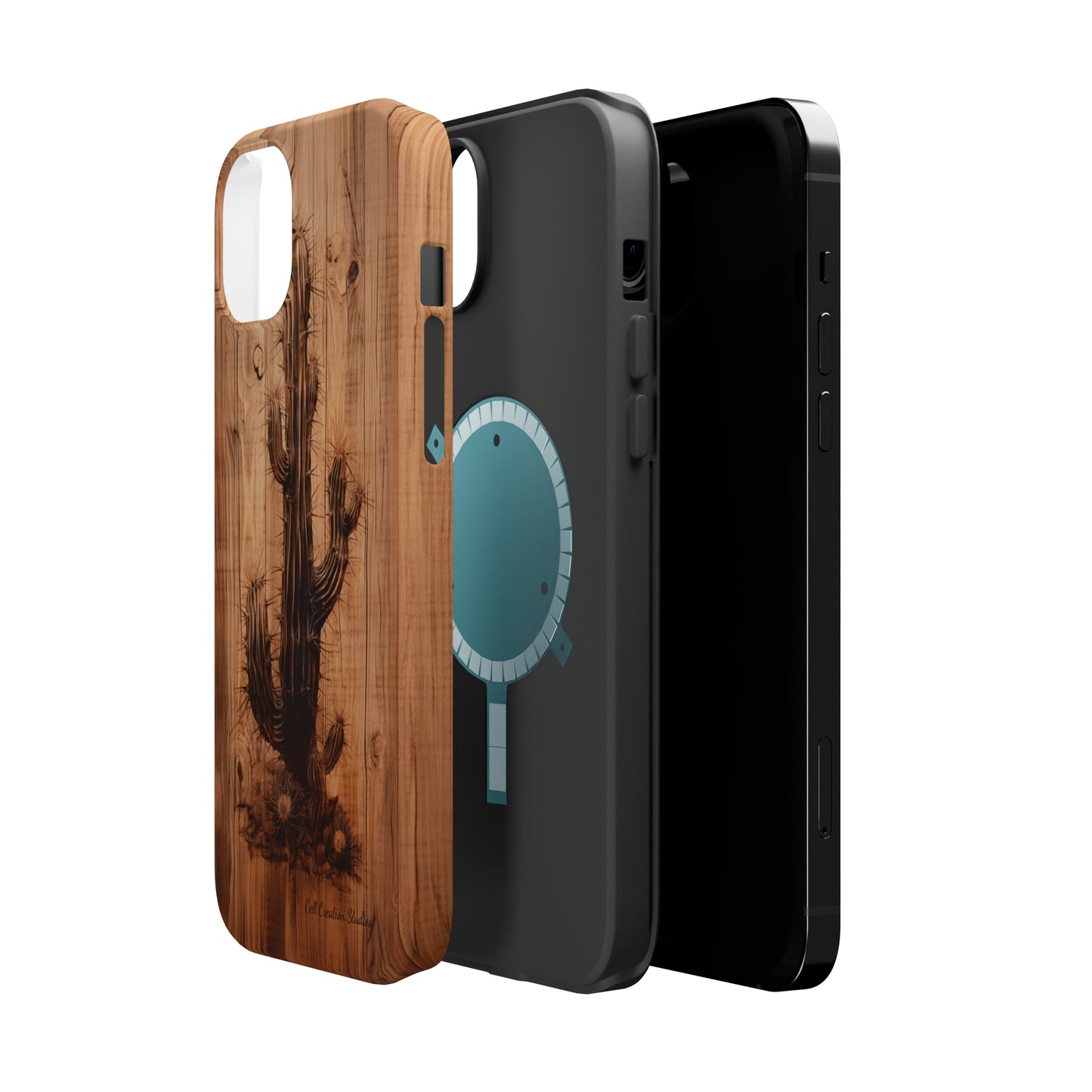 "Cactus Burnt Wood Design" Phone Case -MagSafe Tough Cases