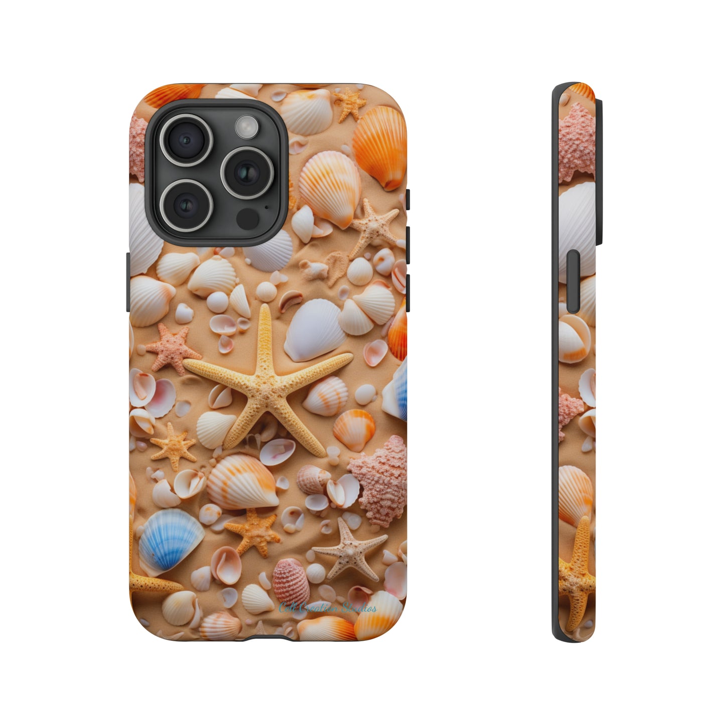 "Seaside Serenity Phone Case: Starfish and Seashells" -Tough Cases