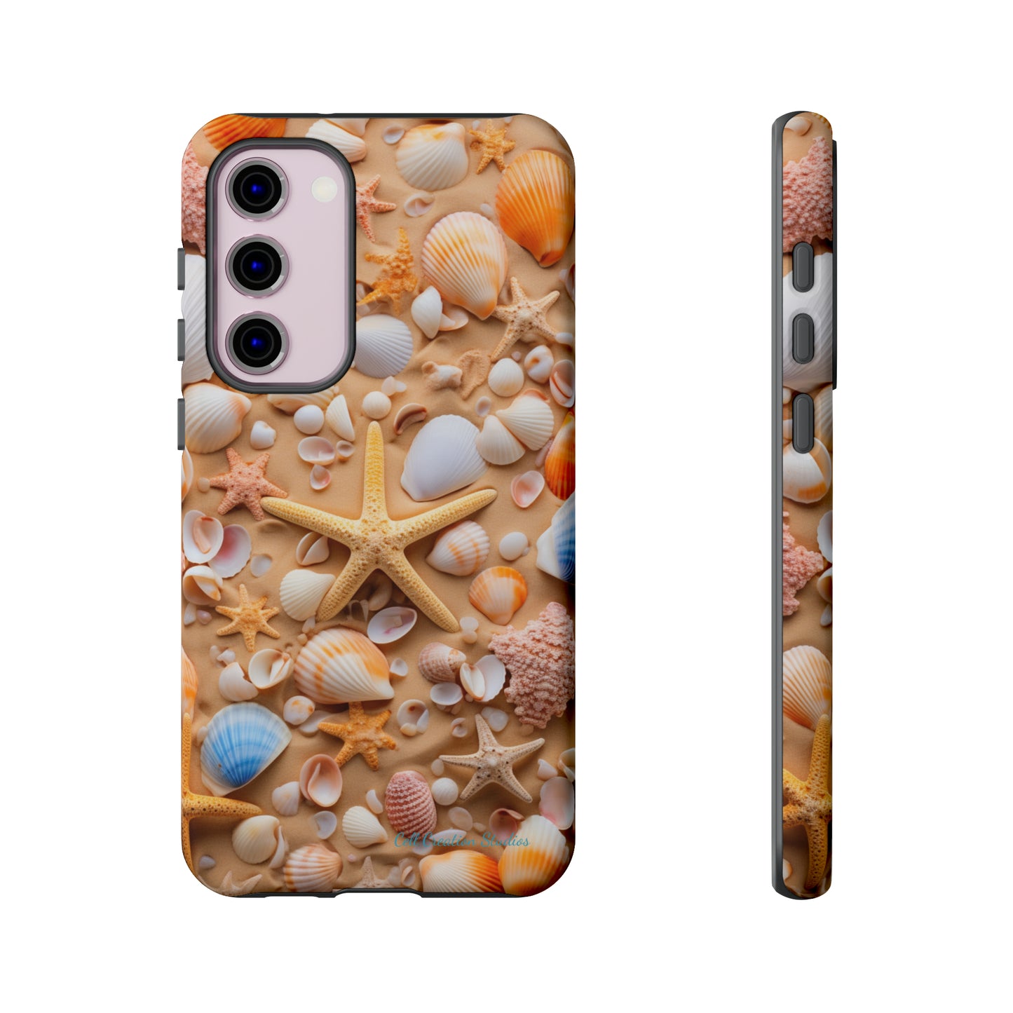 "Seaside Serenity Phone Case: Starfish and Seashells" -Tough Cases