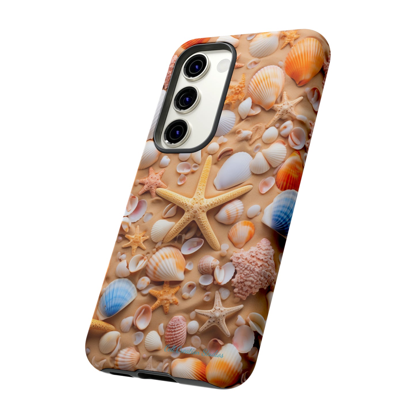 "Seaside Serenity Phone Case: Starfish and Seashells" -Tough Cases