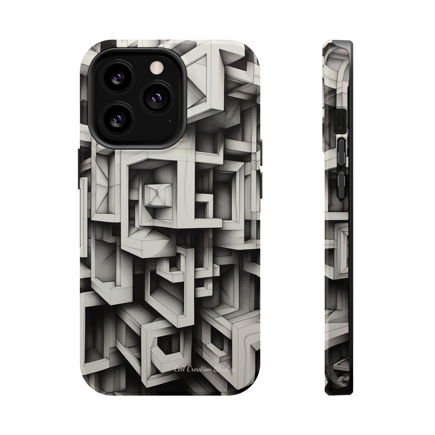 The "Geometric Right Angles" Cell Phone Case - Experience Sleek Simplicity -MagSafe Tough Cases