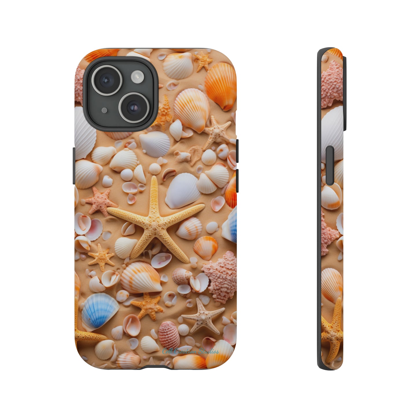 "Seaside Serenity Phone Case: Starfish and Seashells" -Tough Cases