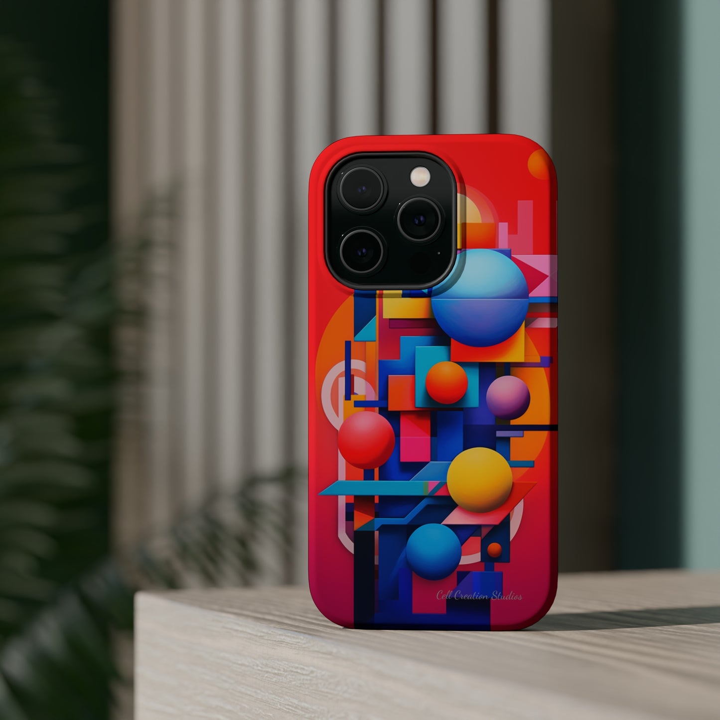 The "Geometric Red Background" Cell Phone Case- Upgrade Your Phone's Aesthetics -MagSafe Tough Cases