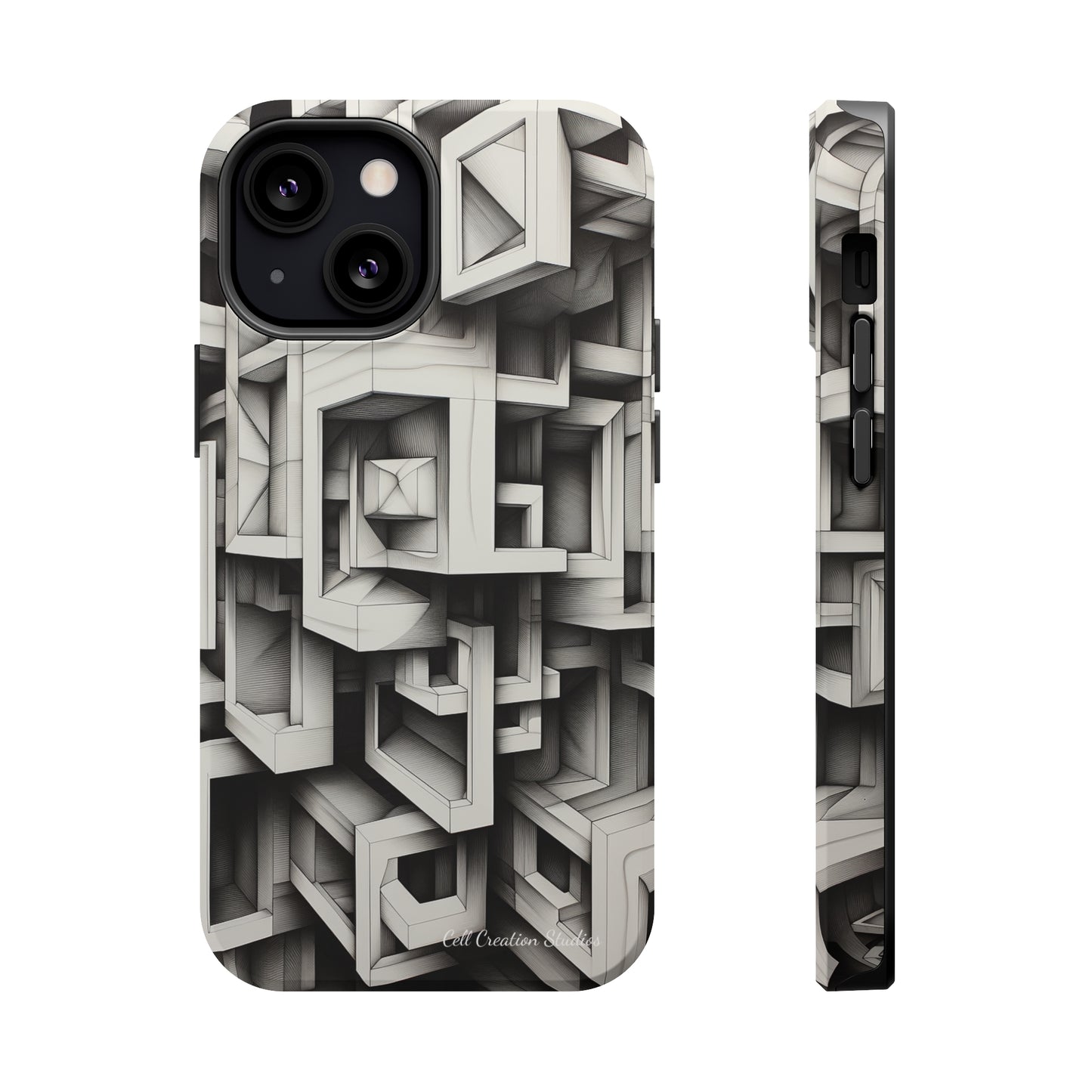The "Geometric Right Angles" Cell Phone Case - Experience Sleek Simplicity -MagSafe Tough Cases