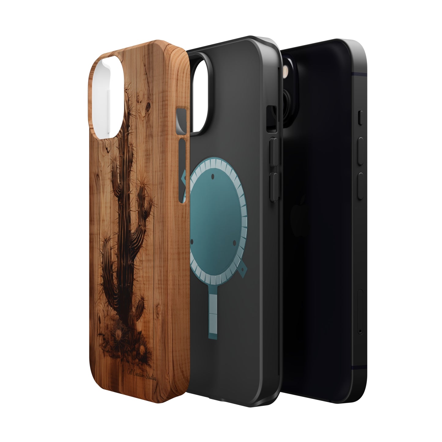 "Cactus Burnt Wood Design" Phone Case -MagSafe Tough Cases