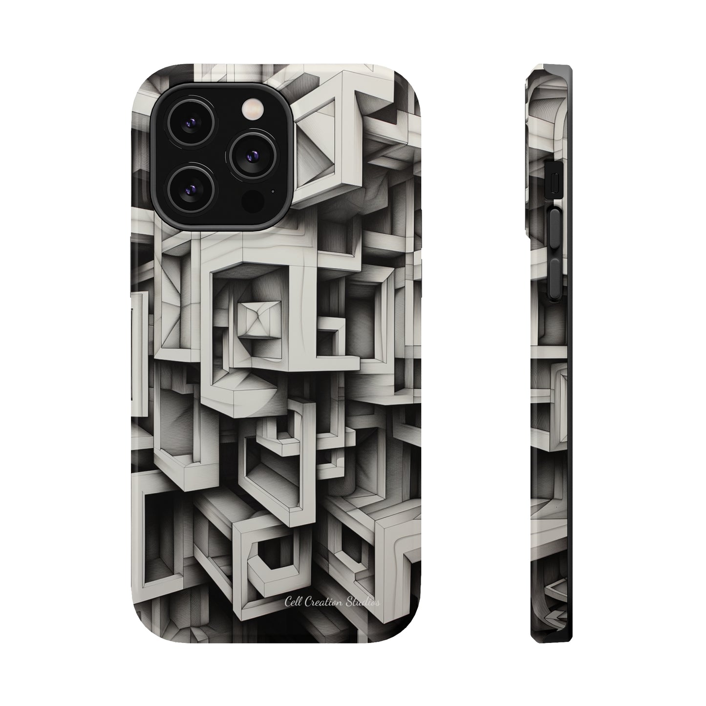 The "Geometric Right Angles" Cell Phone Case - Experience Sleek Simplicity -MagSafe Tough Cases