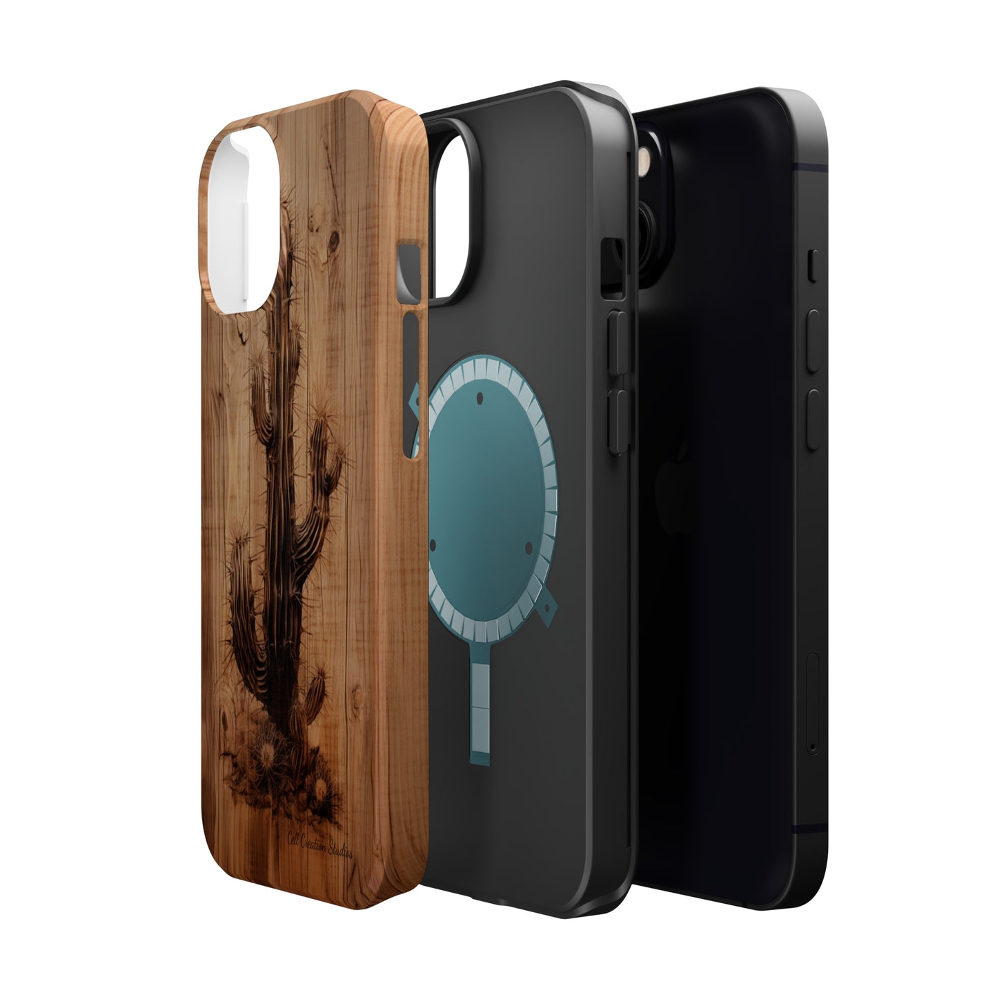 "Cactus Burnt Wood Design" Phone Case -MagSafe Tough Cases