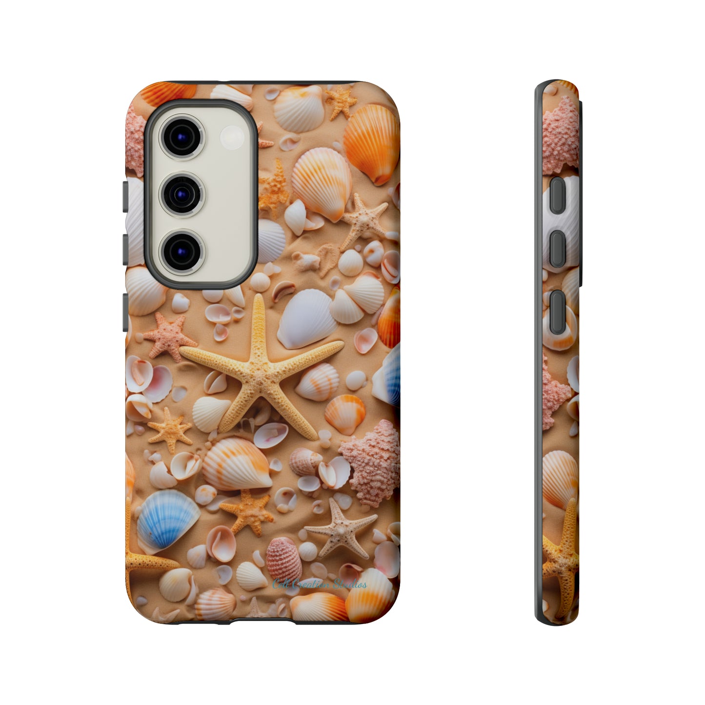"Seaside Serenity Phone Case: Starfish and Seashells" -Tough Cases