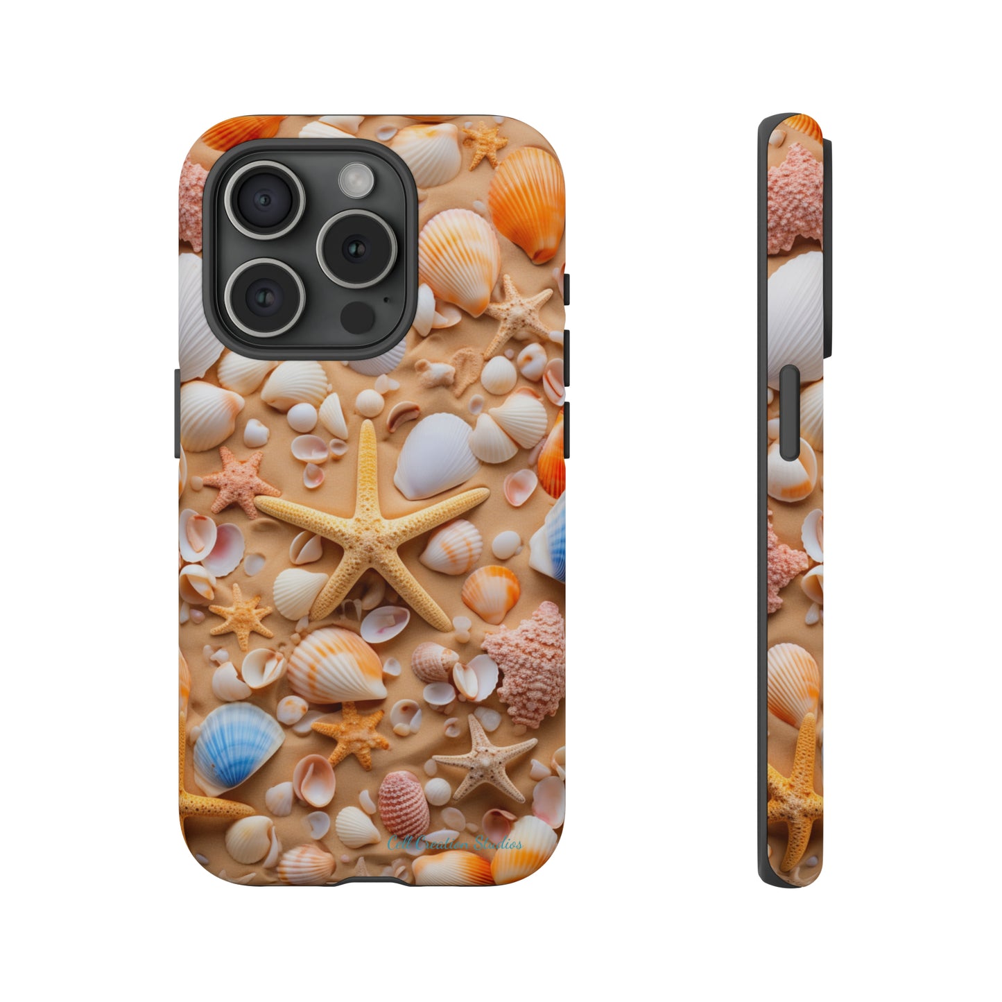 "Seaside Serenity Phone Case: Starfish and Seashells" -Tough Cases
