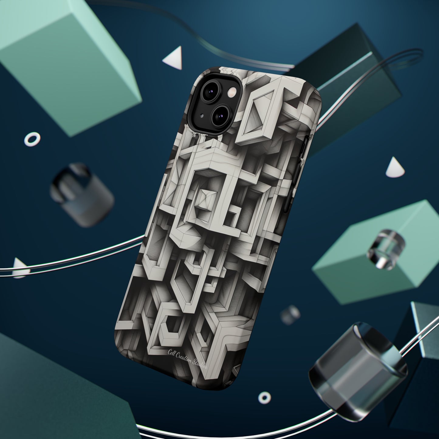 The "Geometric Right Angles" Cell Phone Case - Experience Sleek Simplicity -MagSafe Tough Cases