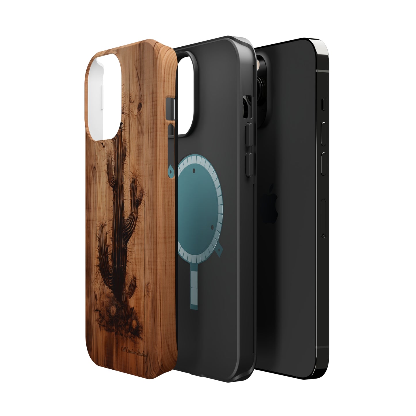 "Cactus Burnt Wood Design" Phone Case -MagSafe Tough Cases