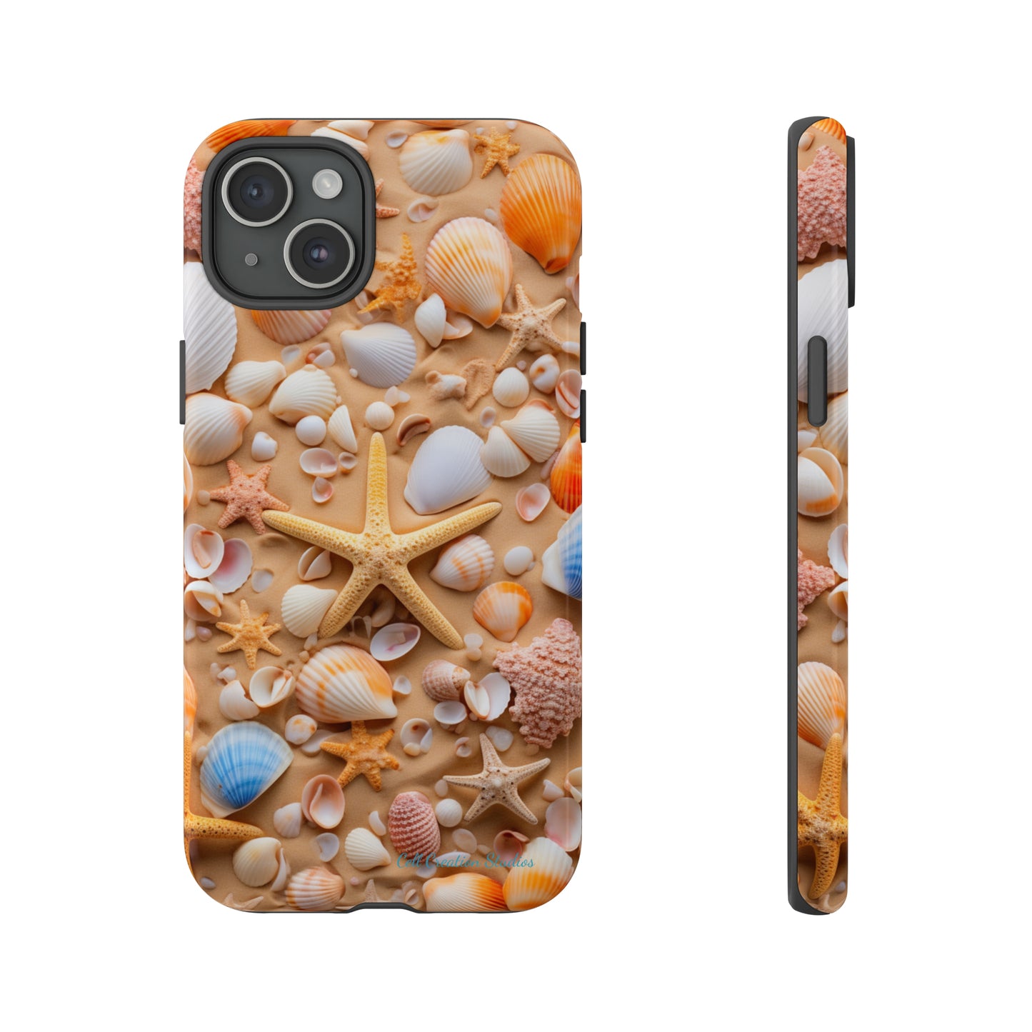 "Seaside Serenity Phone Case: Starfish and Seashells" -Tough Cases