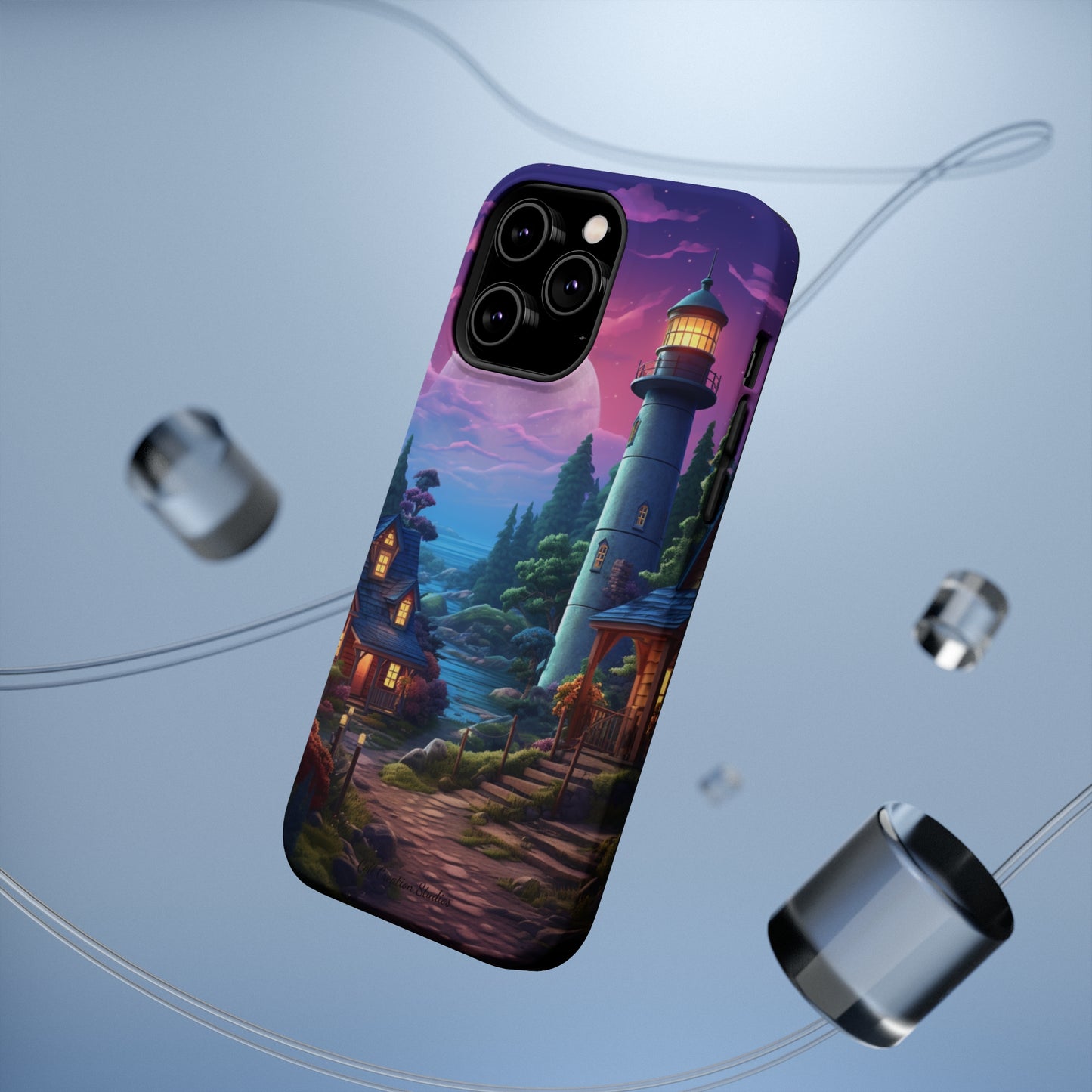 Introducing the "Tranquil Lighthouse Haven" Cell Phone Case – Embrace Serenity with a Picturesque Town and Lighthouse -MagSafe Tough Cases