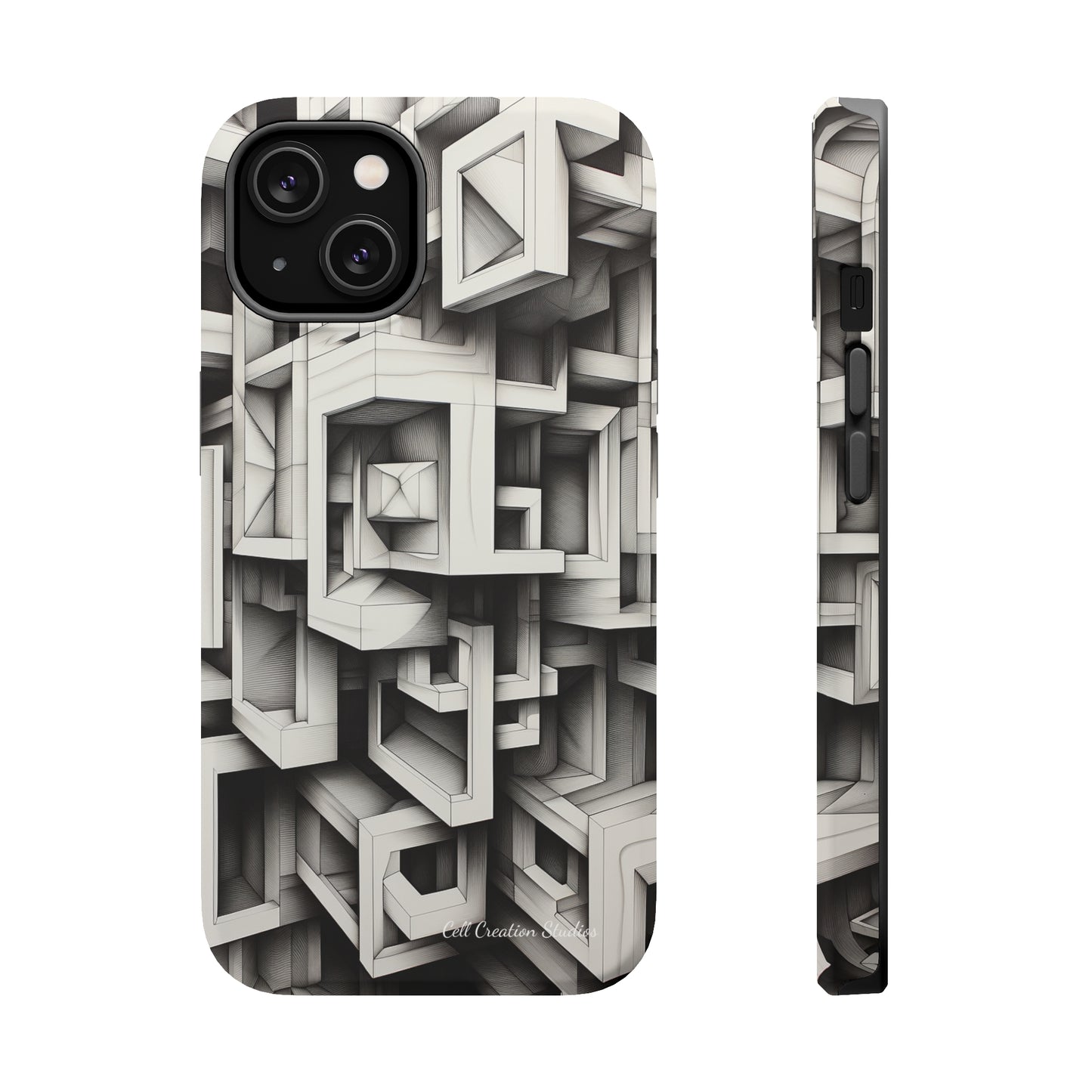 The "Geometric Right Angles" Cell Phone Case - Experience Sleek Simplicity -MagSafe Tough Cases