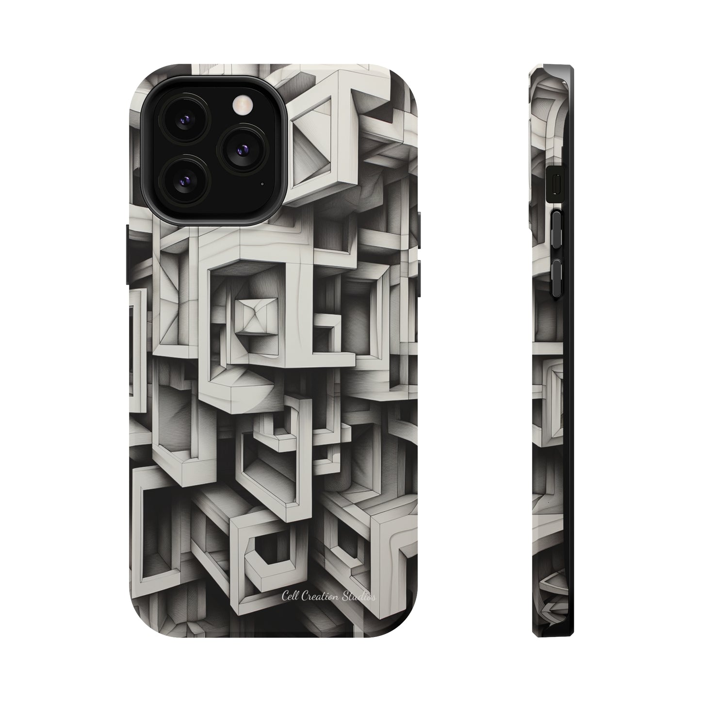 The "Geometric Right Angles" Cell Phone Case - Experience Sleek Simplicity -MagSafe Tough Cases