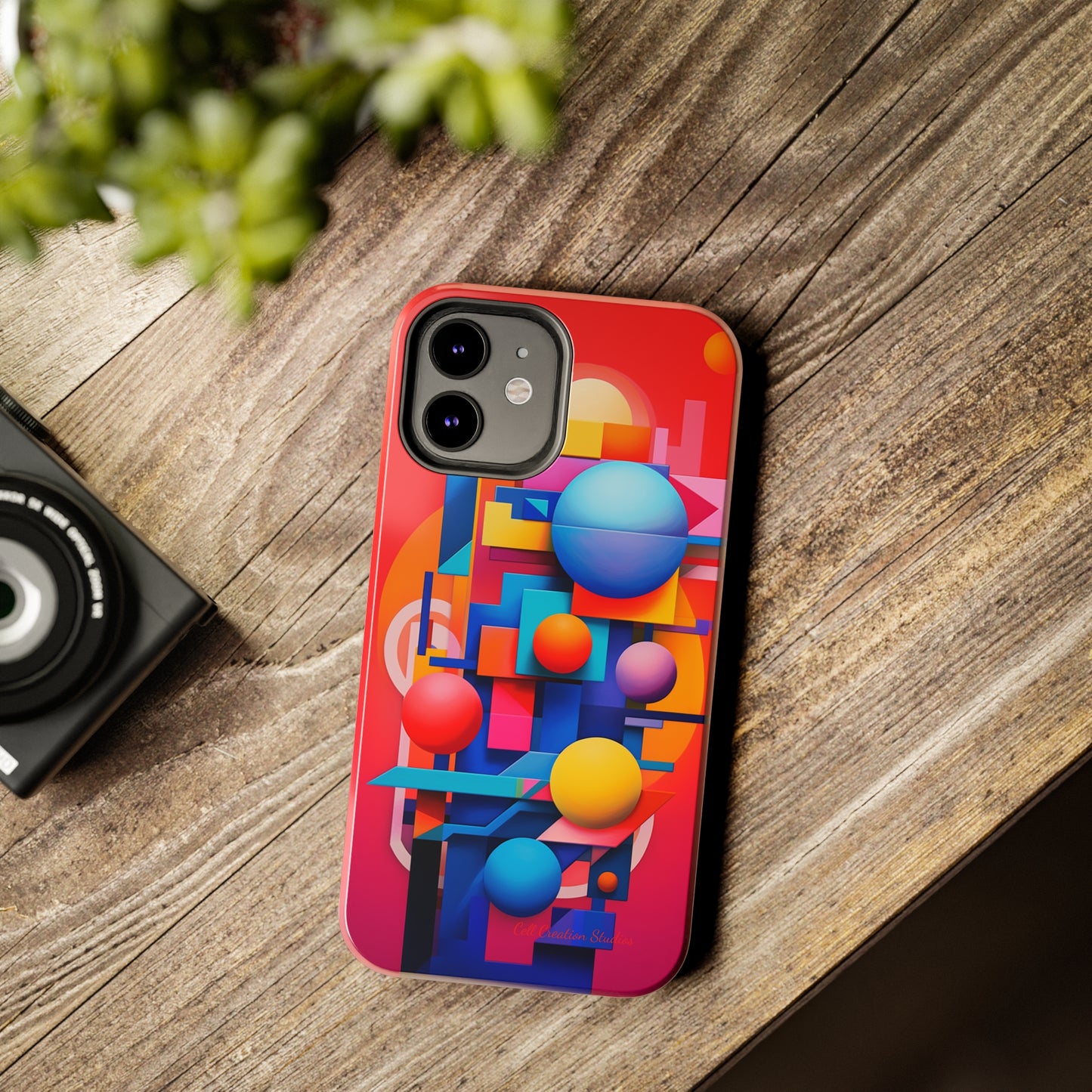 The "Geometric Red Background" Cell Phone Case- Upgrade Your Phone's Aesthetics -Tough Phone Cases