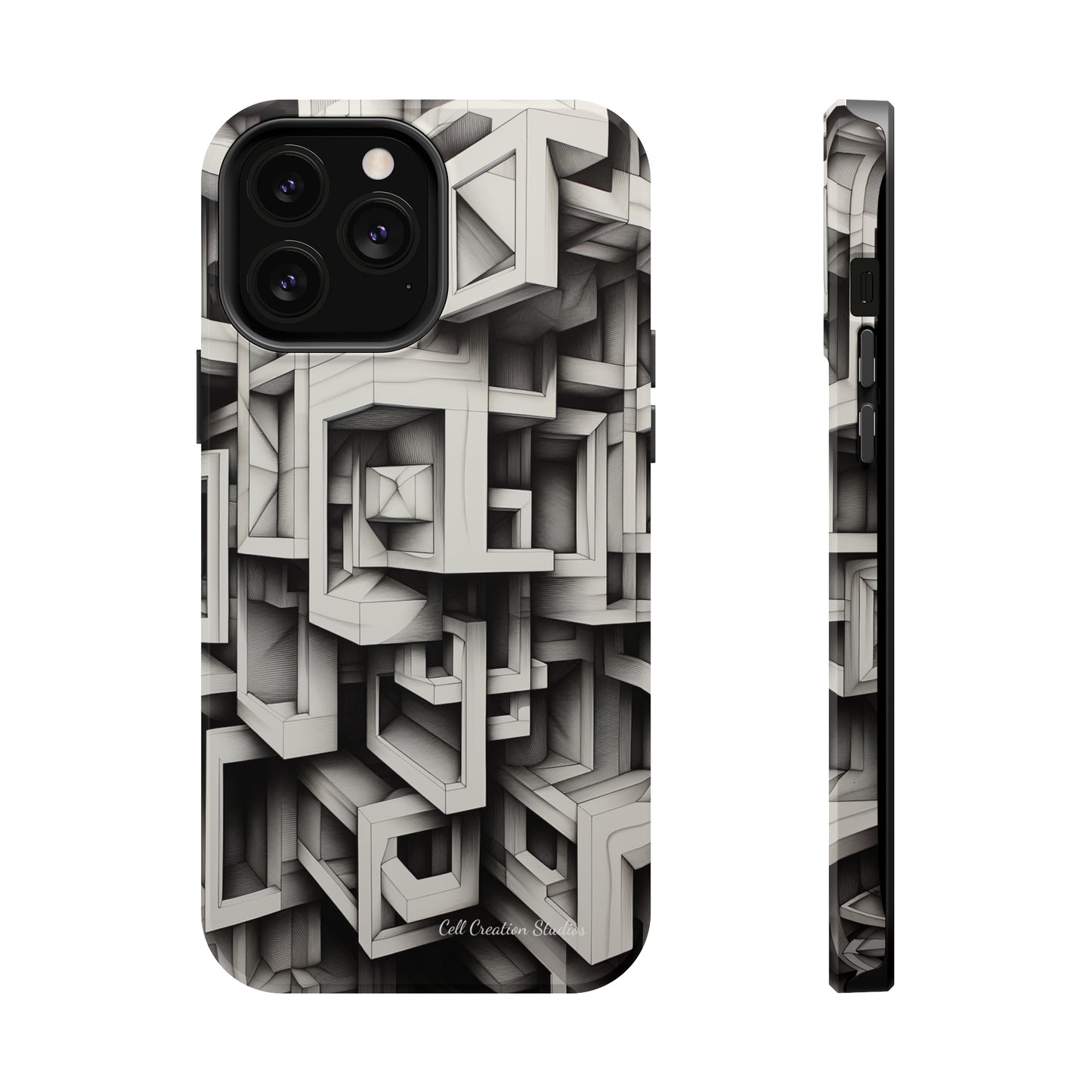 The "Geometric Right Angles" Cell Phone Case - Experience Sleek Simplicity -MagSafe Tough Cases