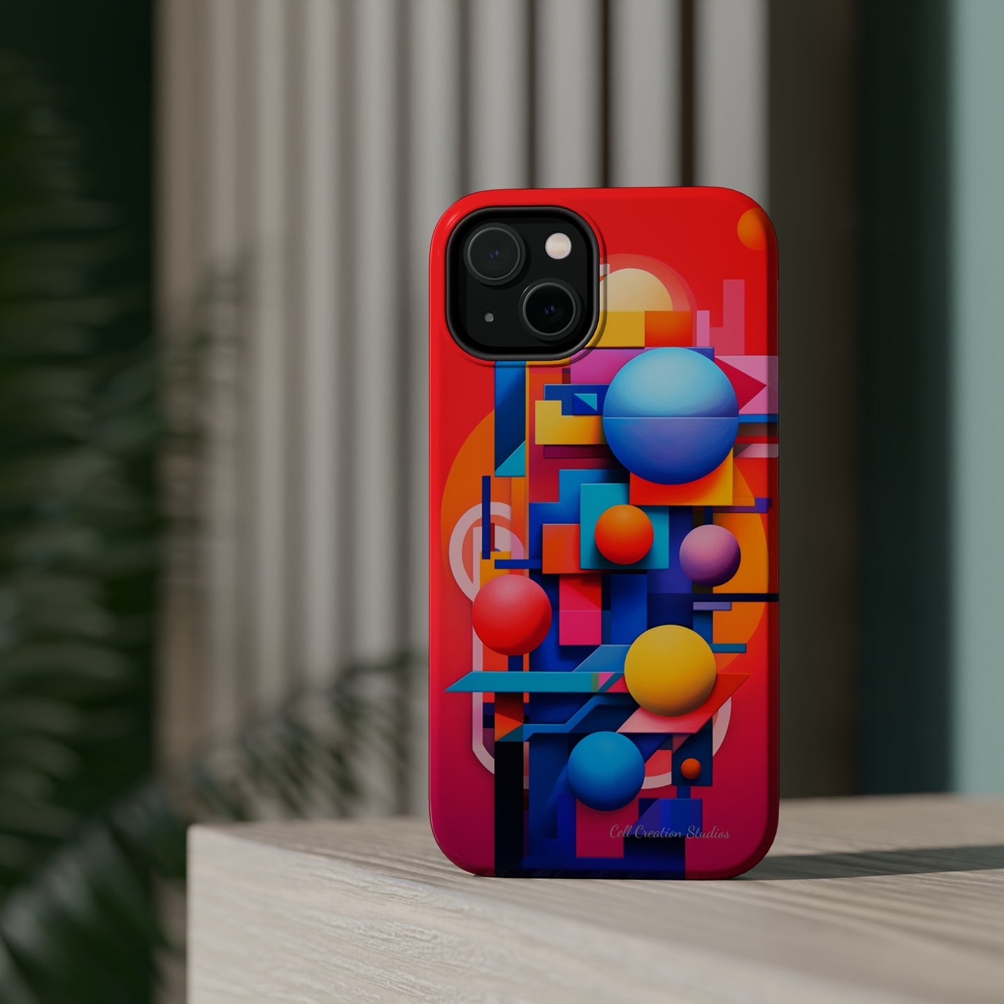 The "Geometric Red Background" Cell Phone Case- Upgrade Your Phone's Aesthetics -MagSafe Tough Cases