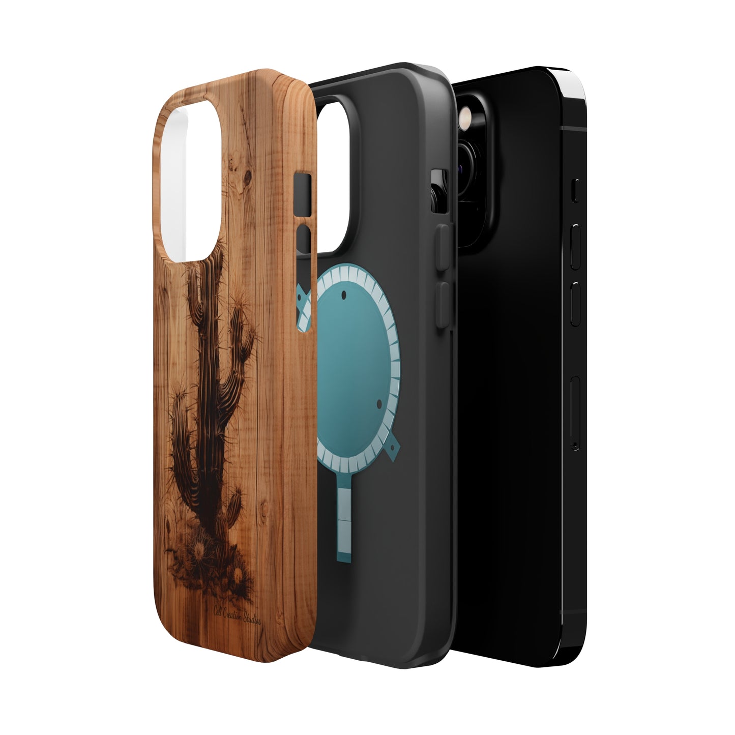 "Cactus Burnt Wood Design" Phone Case -MagSafe Tough Cases