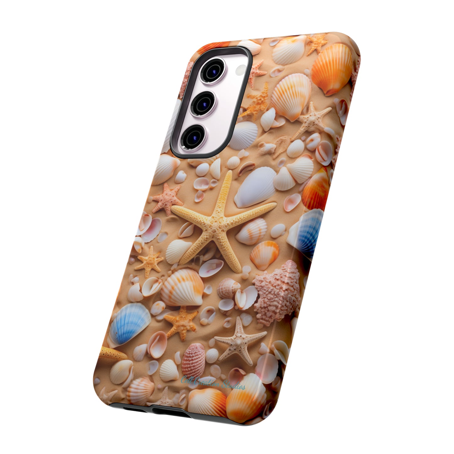 "Seaside Serenity Phone Case: Starfish and Seashells" -Tough Cases
