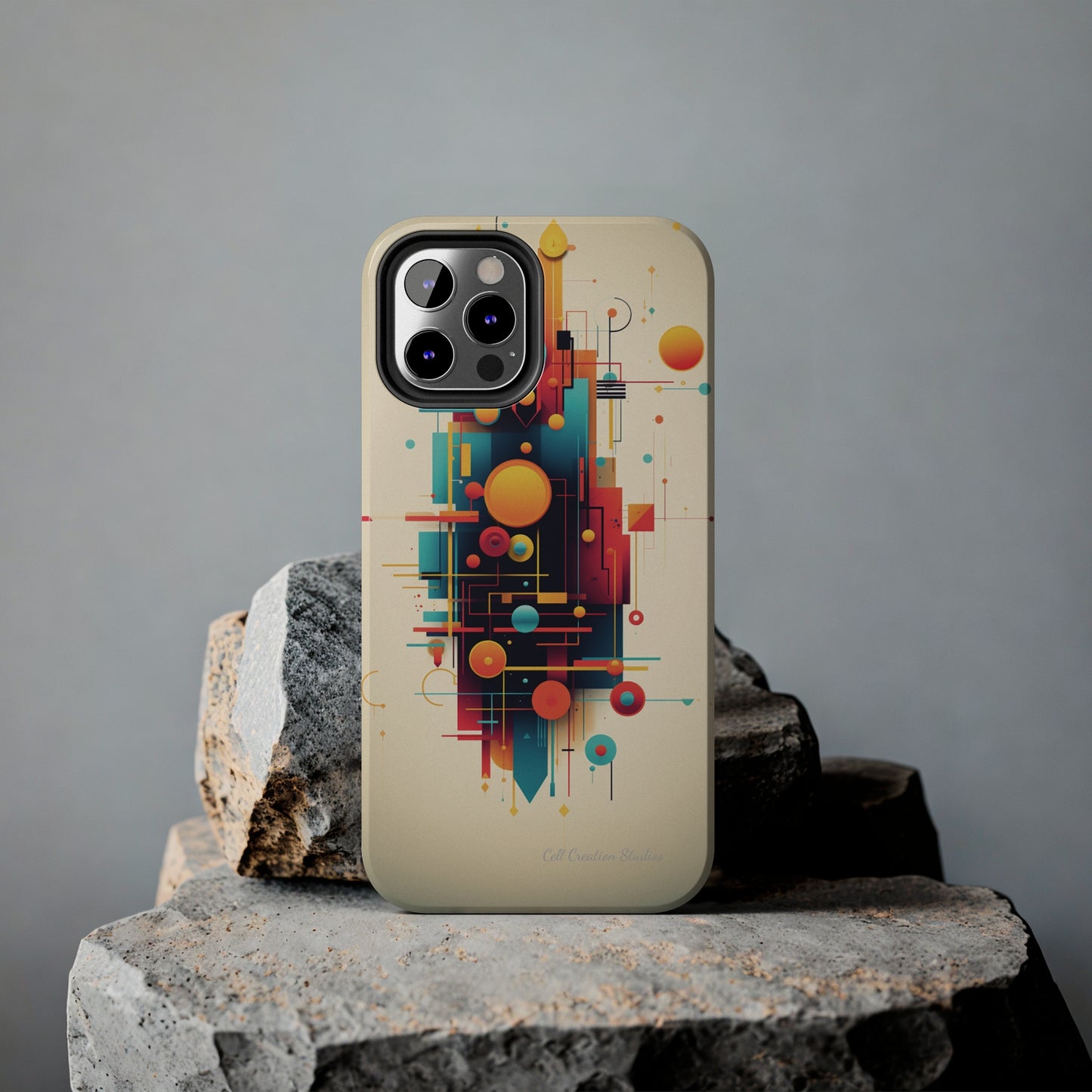The "Colorful Geometric Pattern" Cell Phone Case- Elevate Your Phone's Look -Tough Phone Cases
