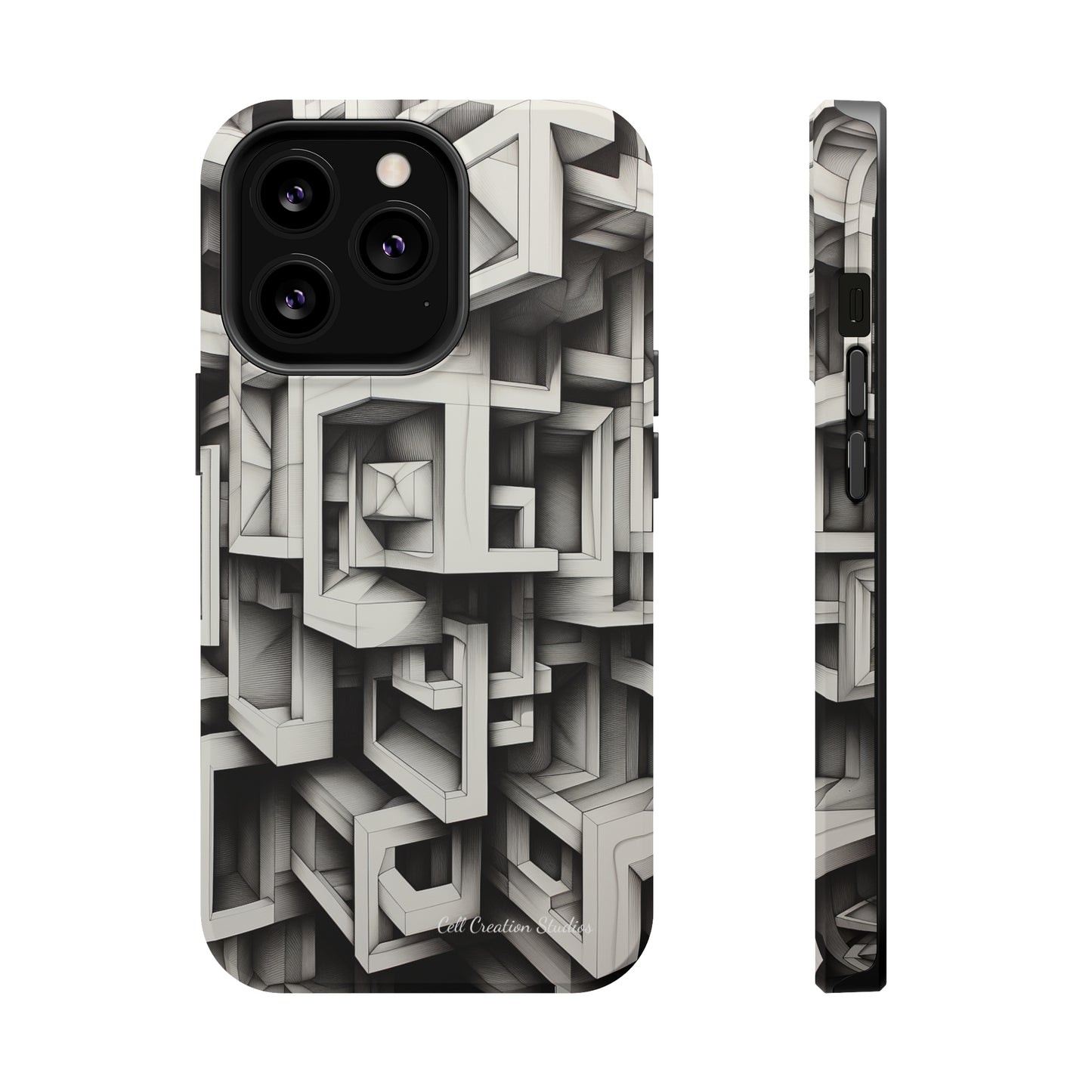 The "Geometric Right Angles" Cell Phone Case - Experience Sleek Simplicity -MagSafe Tough Cases