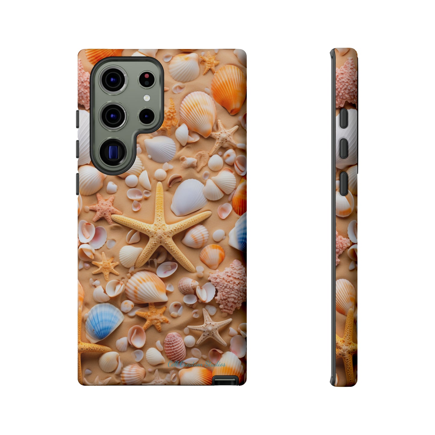 "Seaside Serenity Phone Case: Starfish and Seashells" -Tough Cases