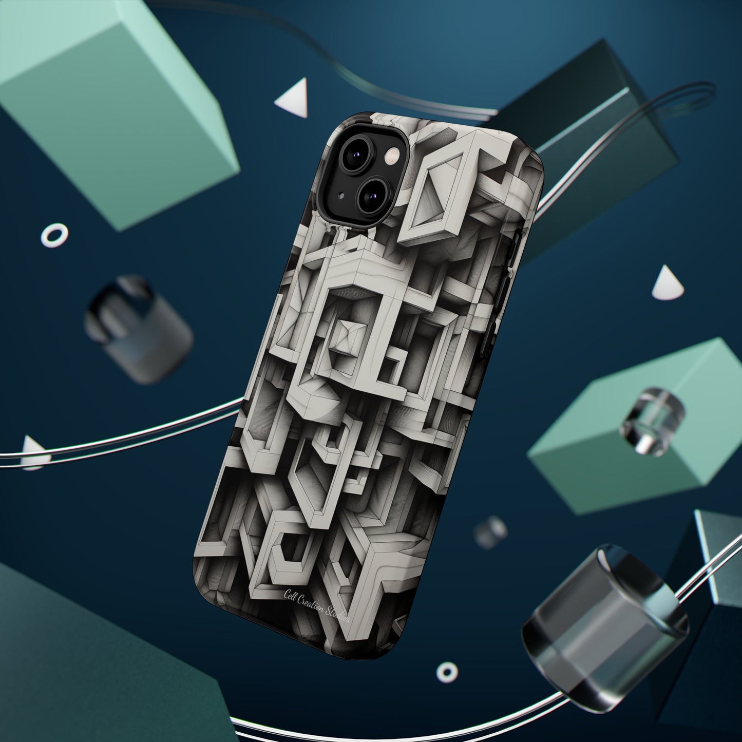 The "Geometric Right Angles" Cell Phone Case - Experience Sleek Simplicity -MagSafe Tough Cases
